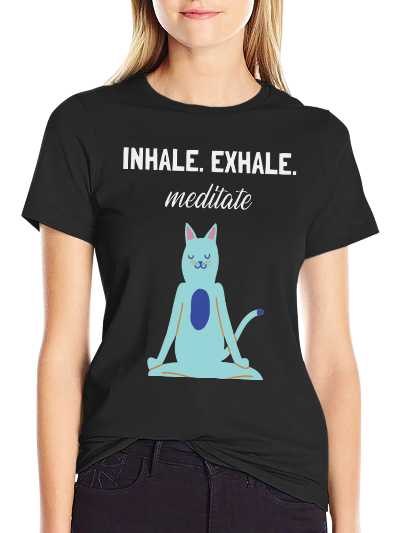 Meditating Cat Graphic T-Shirt