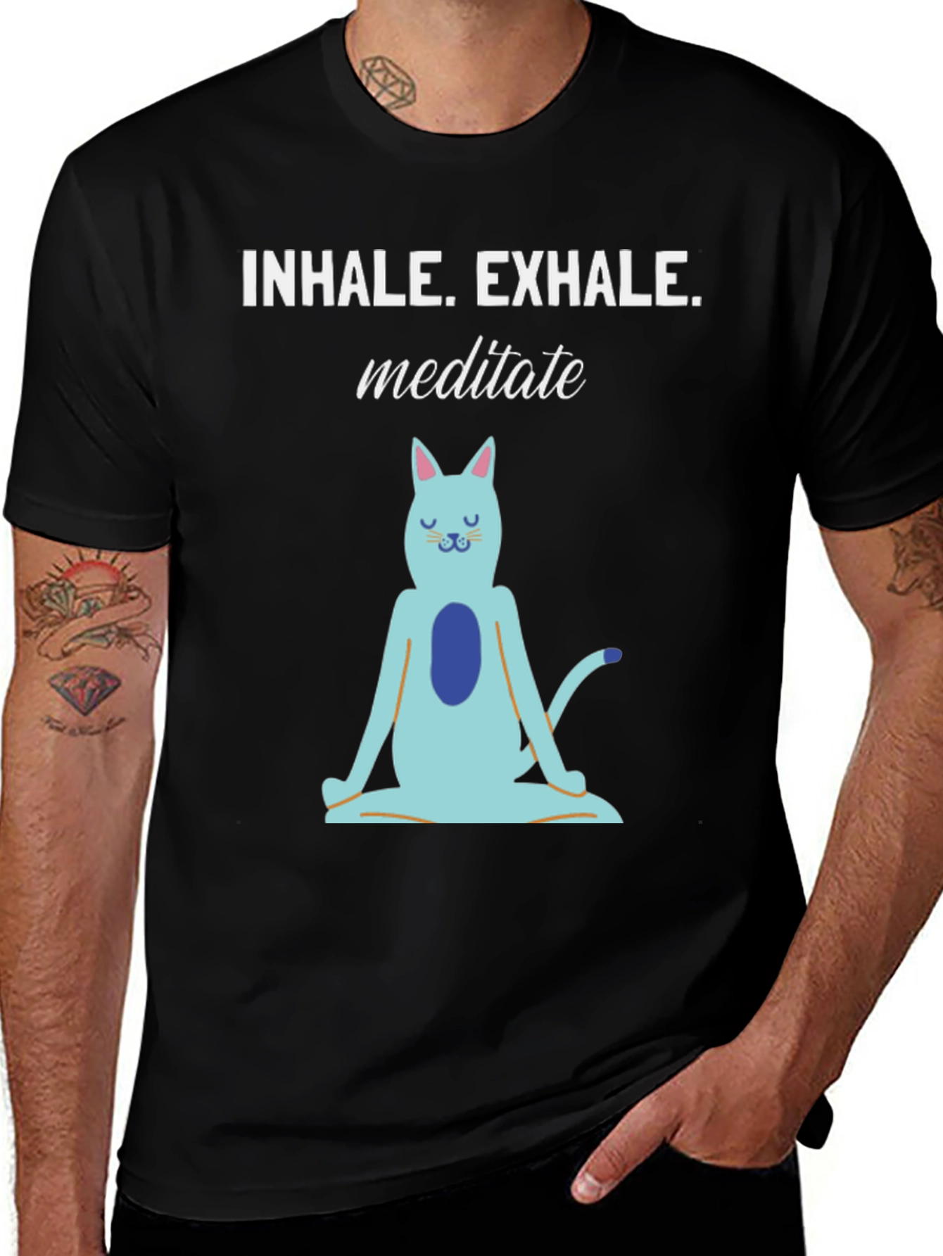 Meditating Cat Graphic T-Shirt