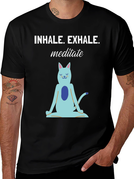 Meditating Cat Graphic T-Shirt