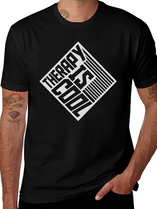 Therapy Is Cool Graphic Tee - Mens Black T-Shirt