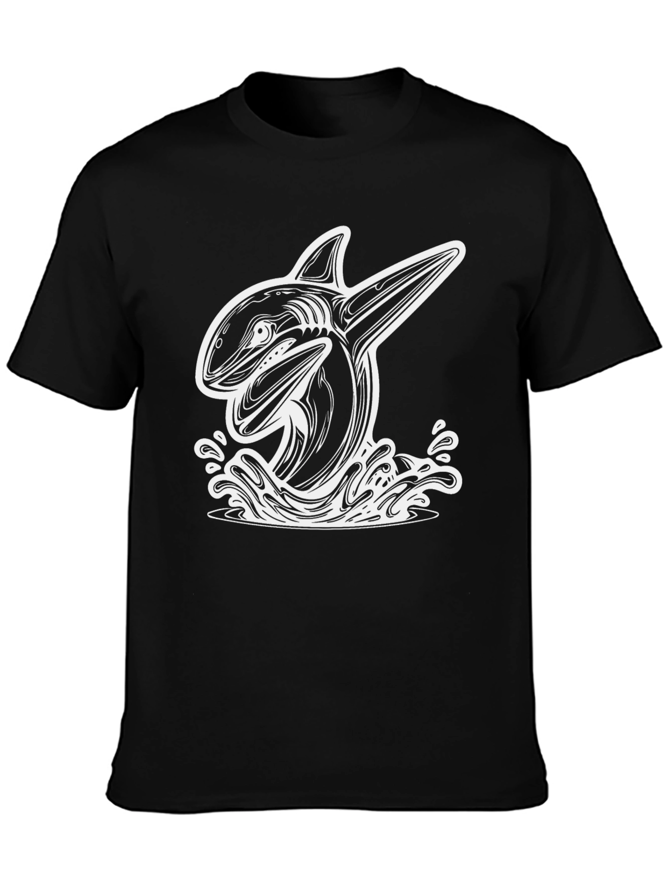 Killer Whale Graphic Tee - Black Cotton Blend Shirt