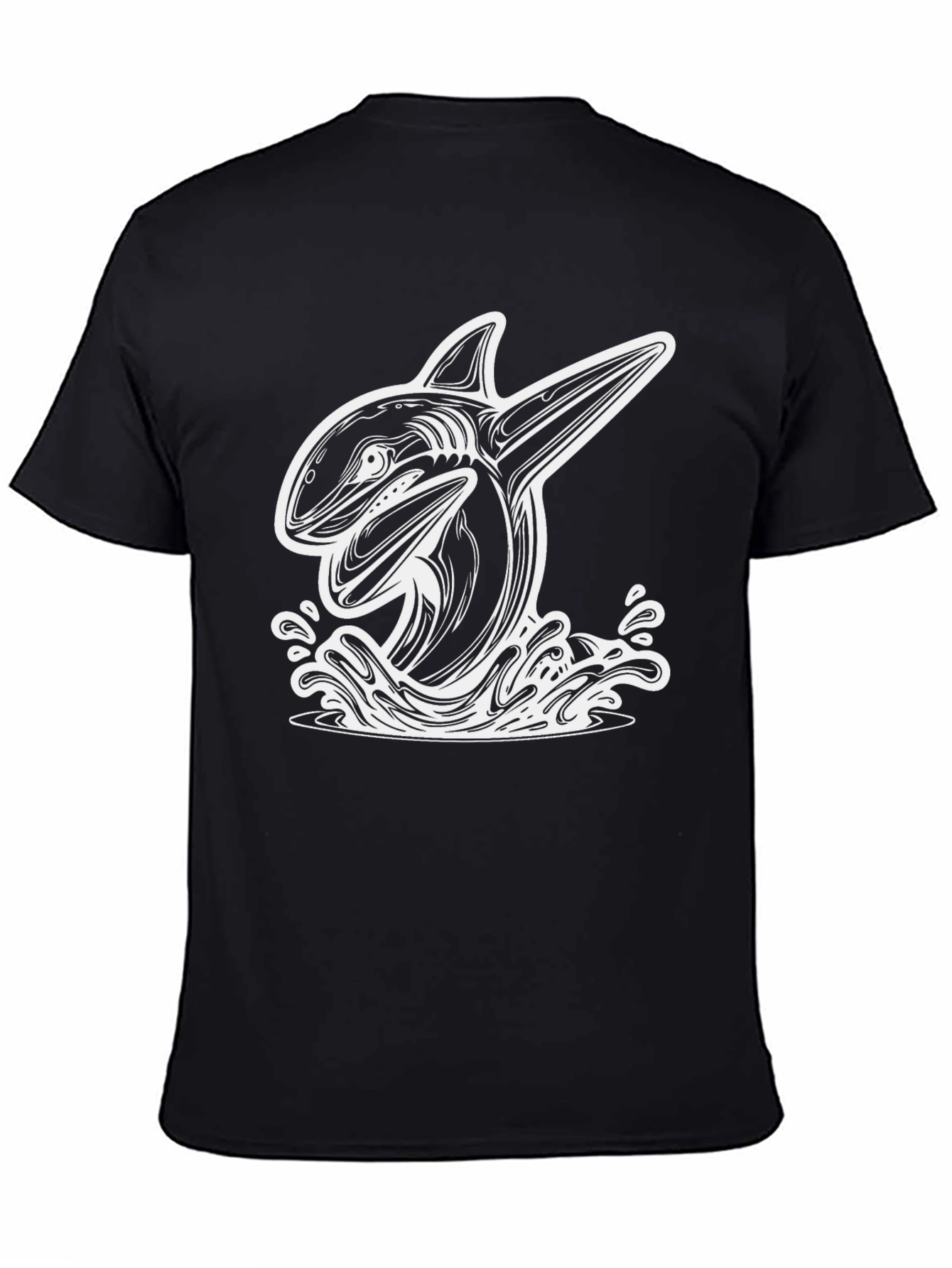 Killer Whale Graphic Tee - Black Cotton Blend Shirt