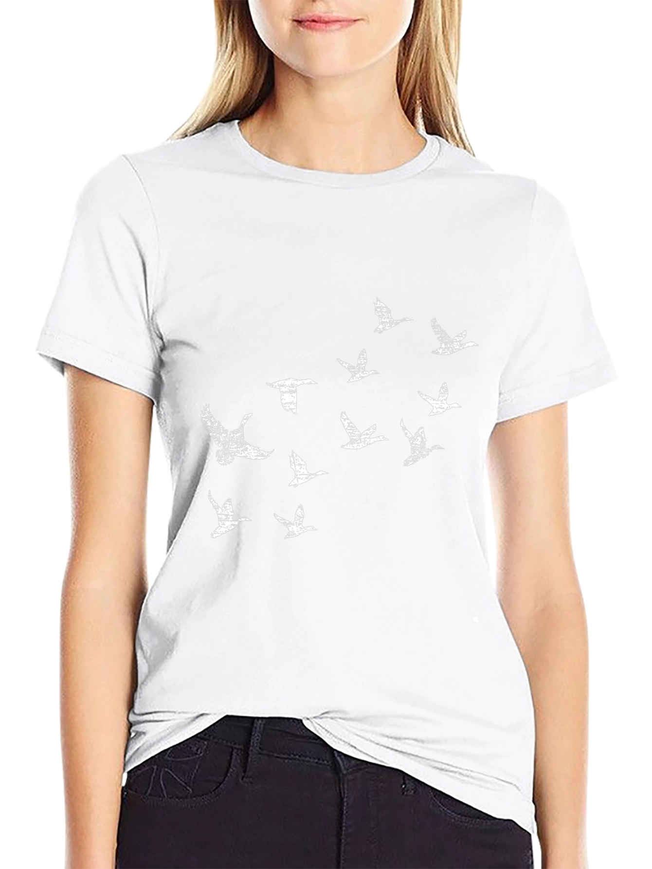 Flock of Geese Graphic Tee - Black Cotton T-Shirt