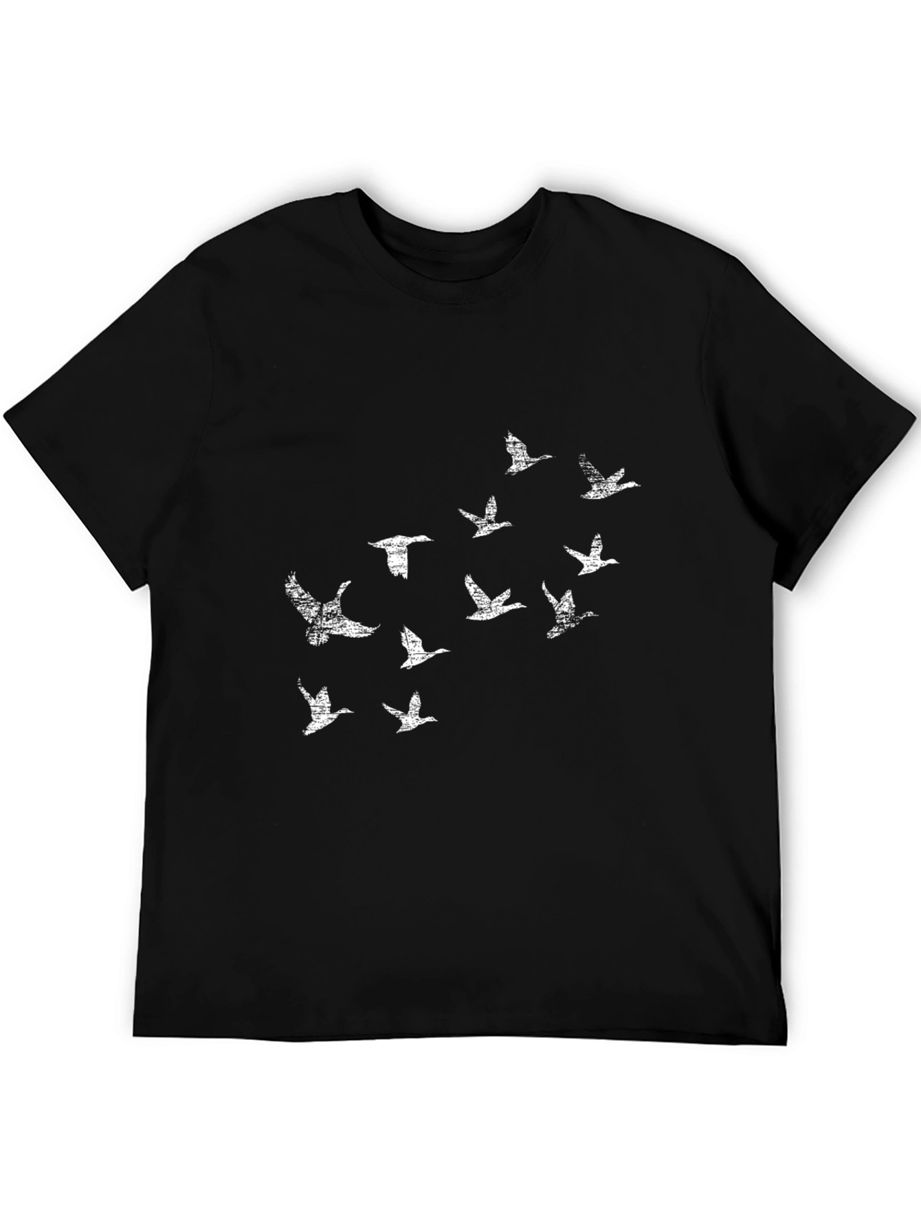 Flock of Geese Graphic Tee - Black Cotton T-Shirt