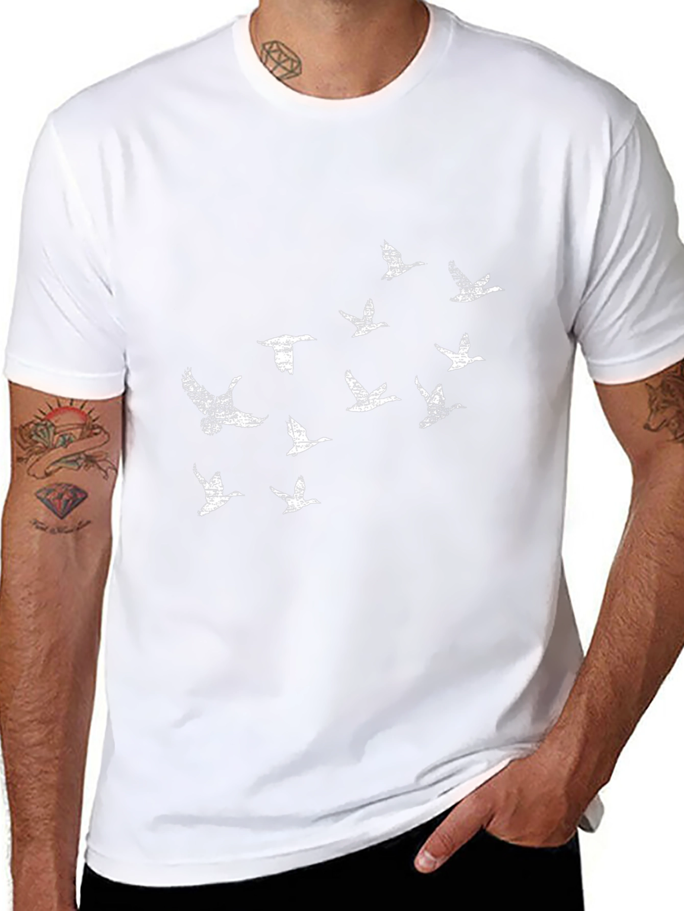 Flock of Geese Graphic Tee - Black Cotton T-Shirt