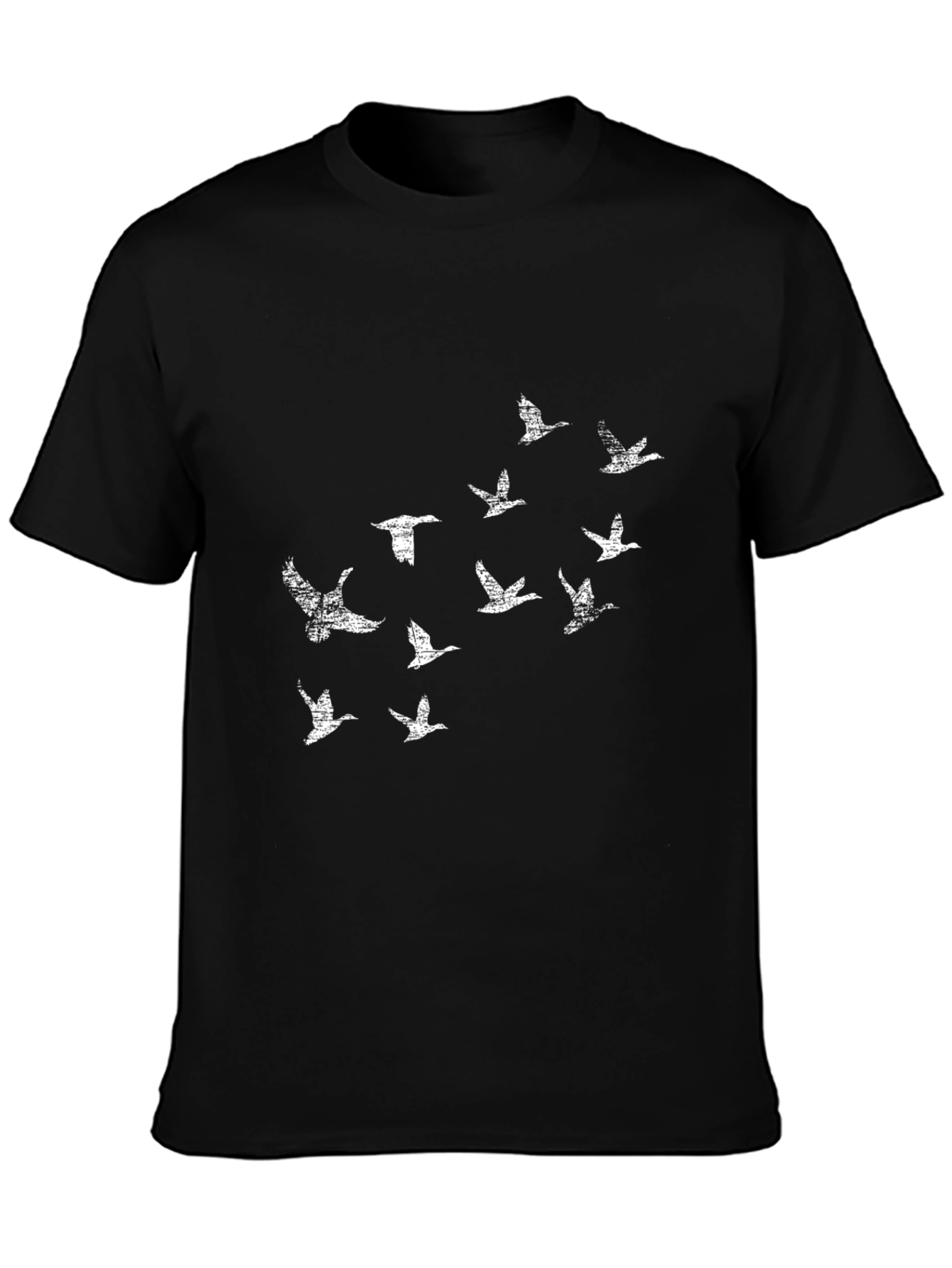 Flock of Geese Graphic Tee - Black Cotton T-Shirt
