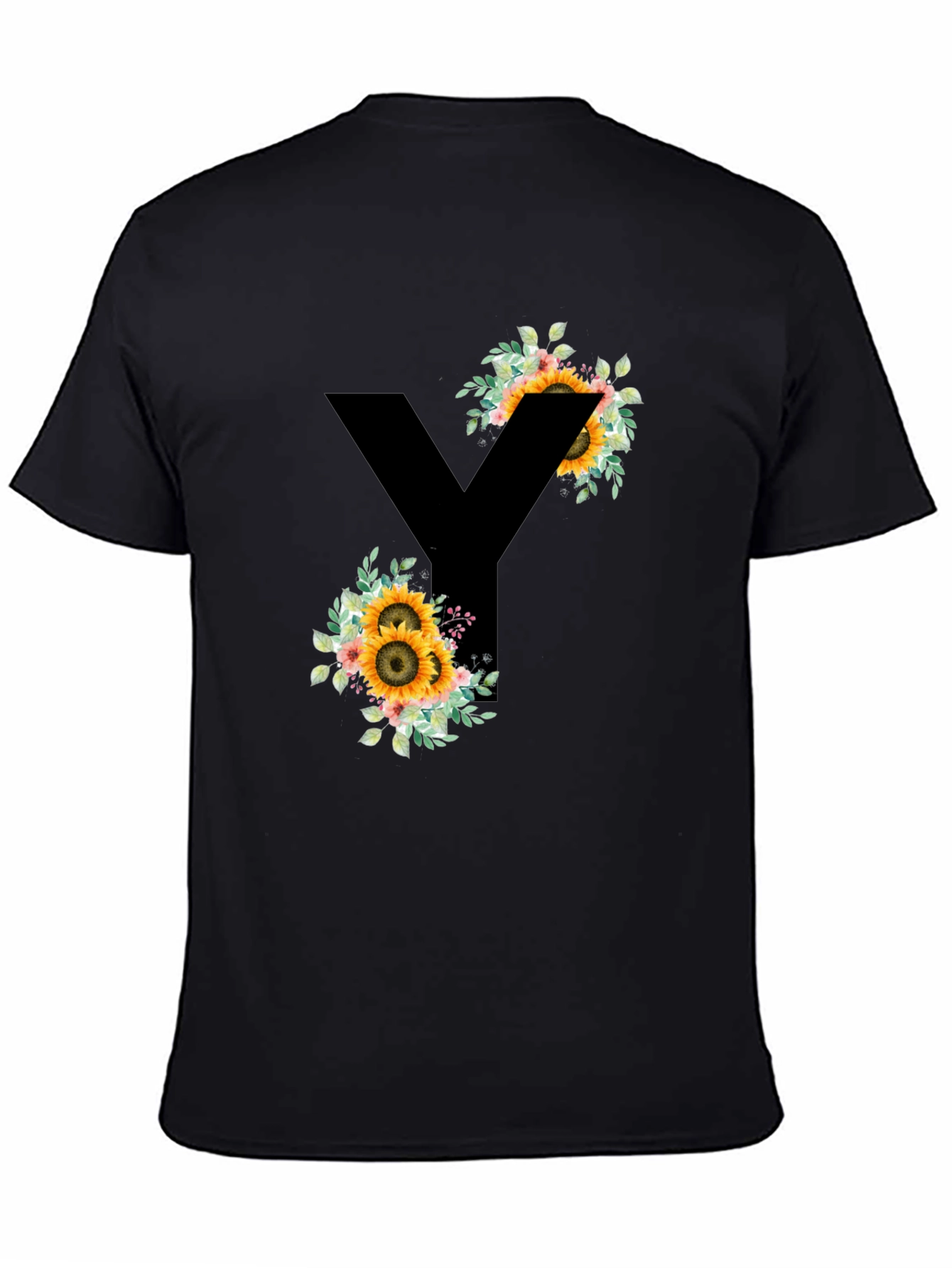 Floral Letter Y T-Shirt - Stylish Initial Tee