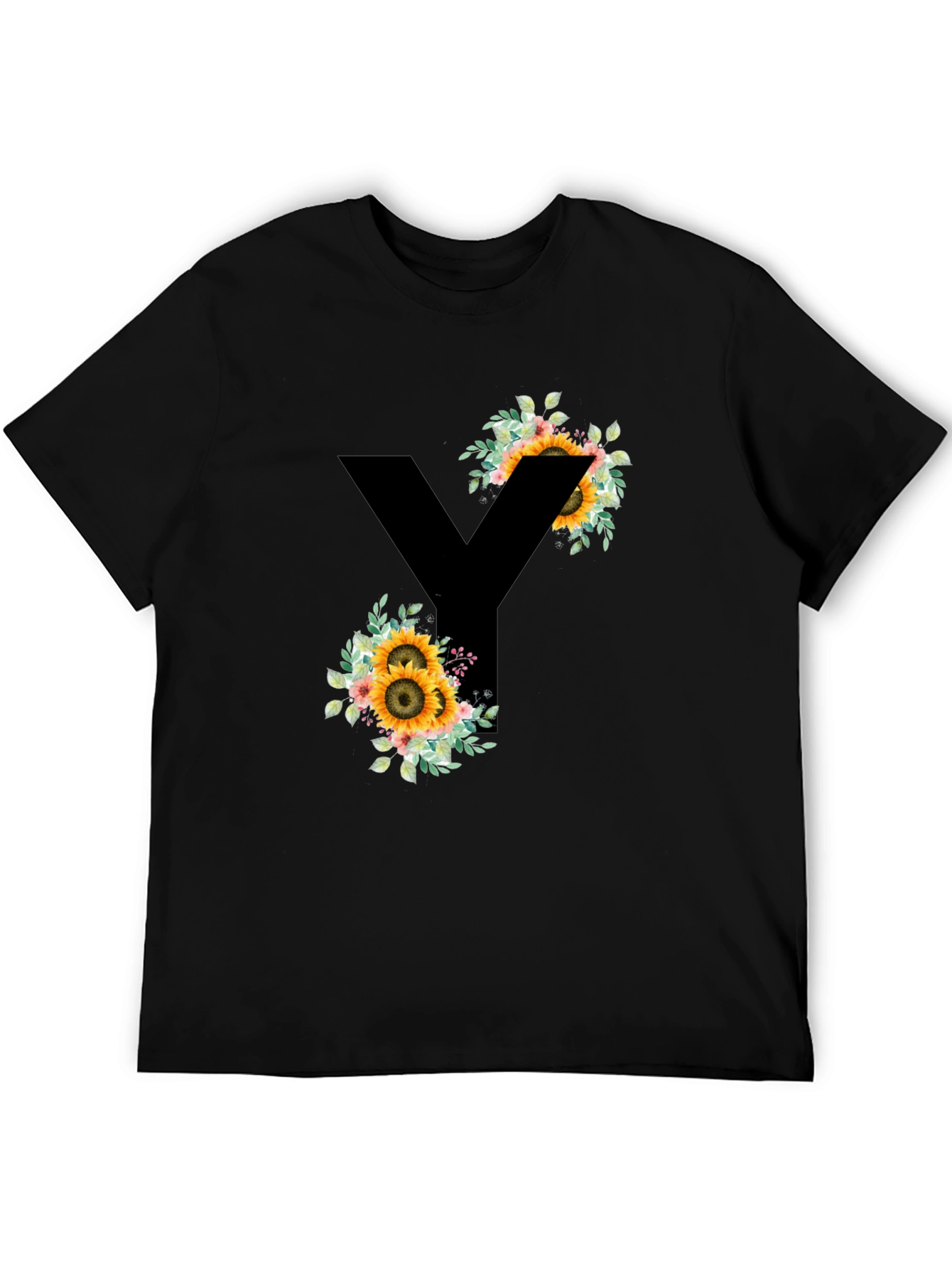 Floral Letter Y T-Shirt - Stylish Initial Tee