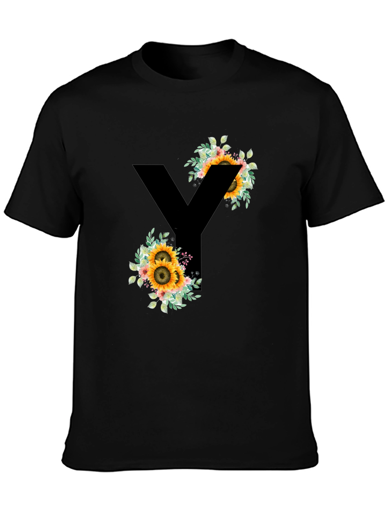 Floral Letter Y T-Shirt - Stylish Initial Tee