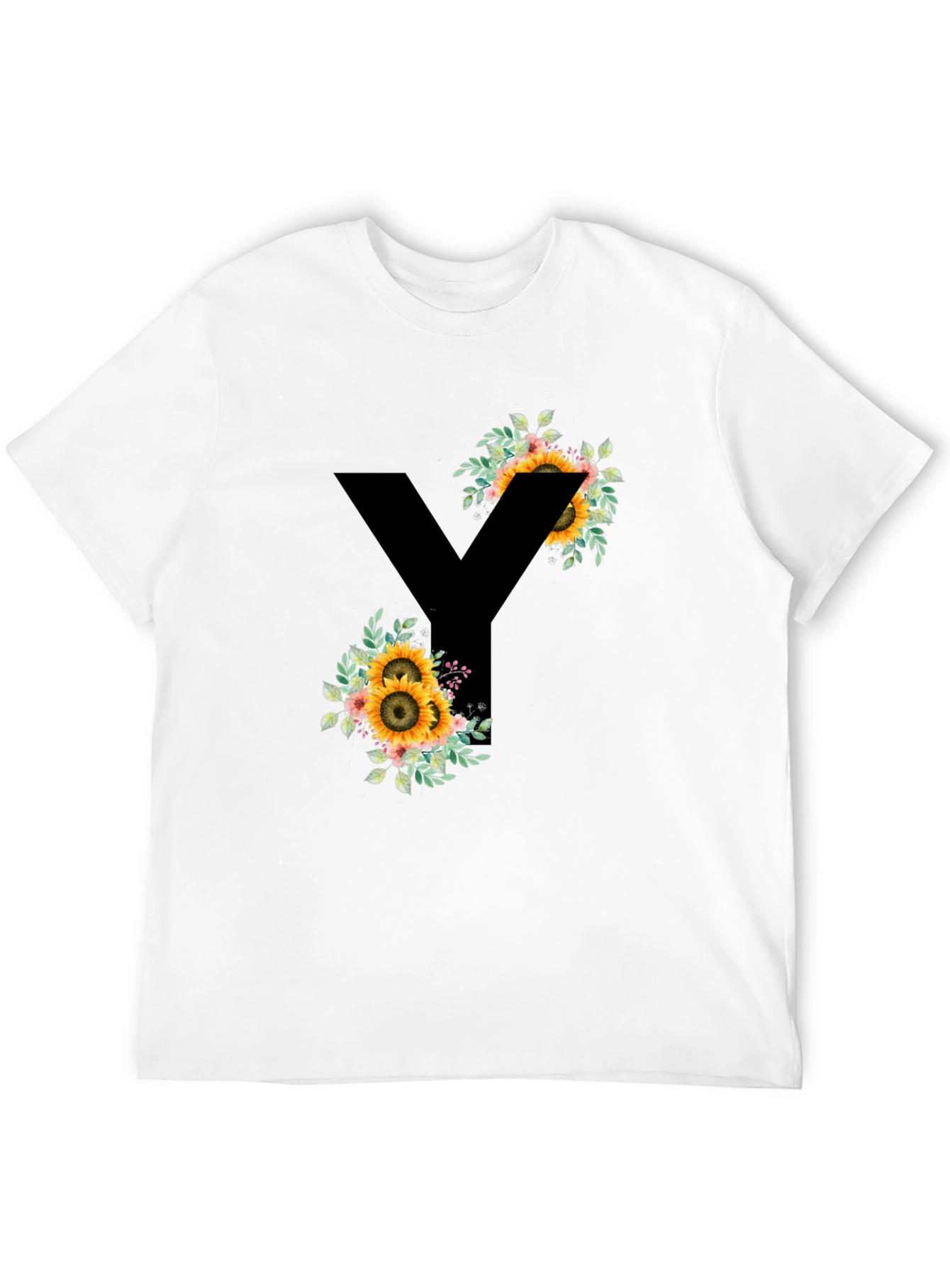 Floral Letter Y T-Shirt - Stylish Initial Tee