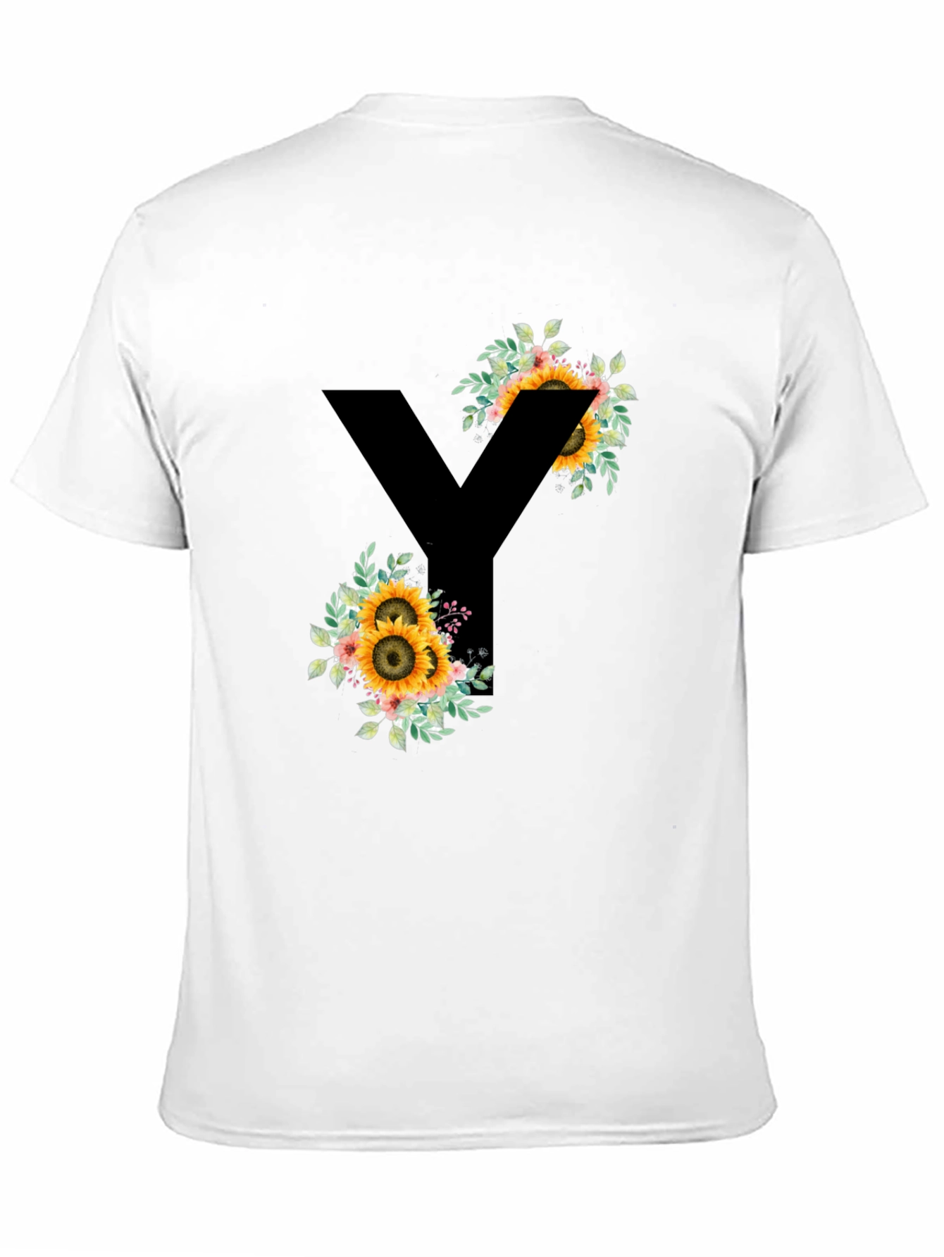 Floral Letter Y T-Shirt - Stylish Initial Tee