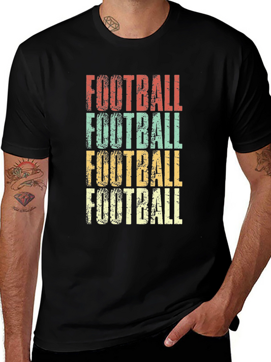 Retro Football Graphic Tee - Distressed Print T-Shirt