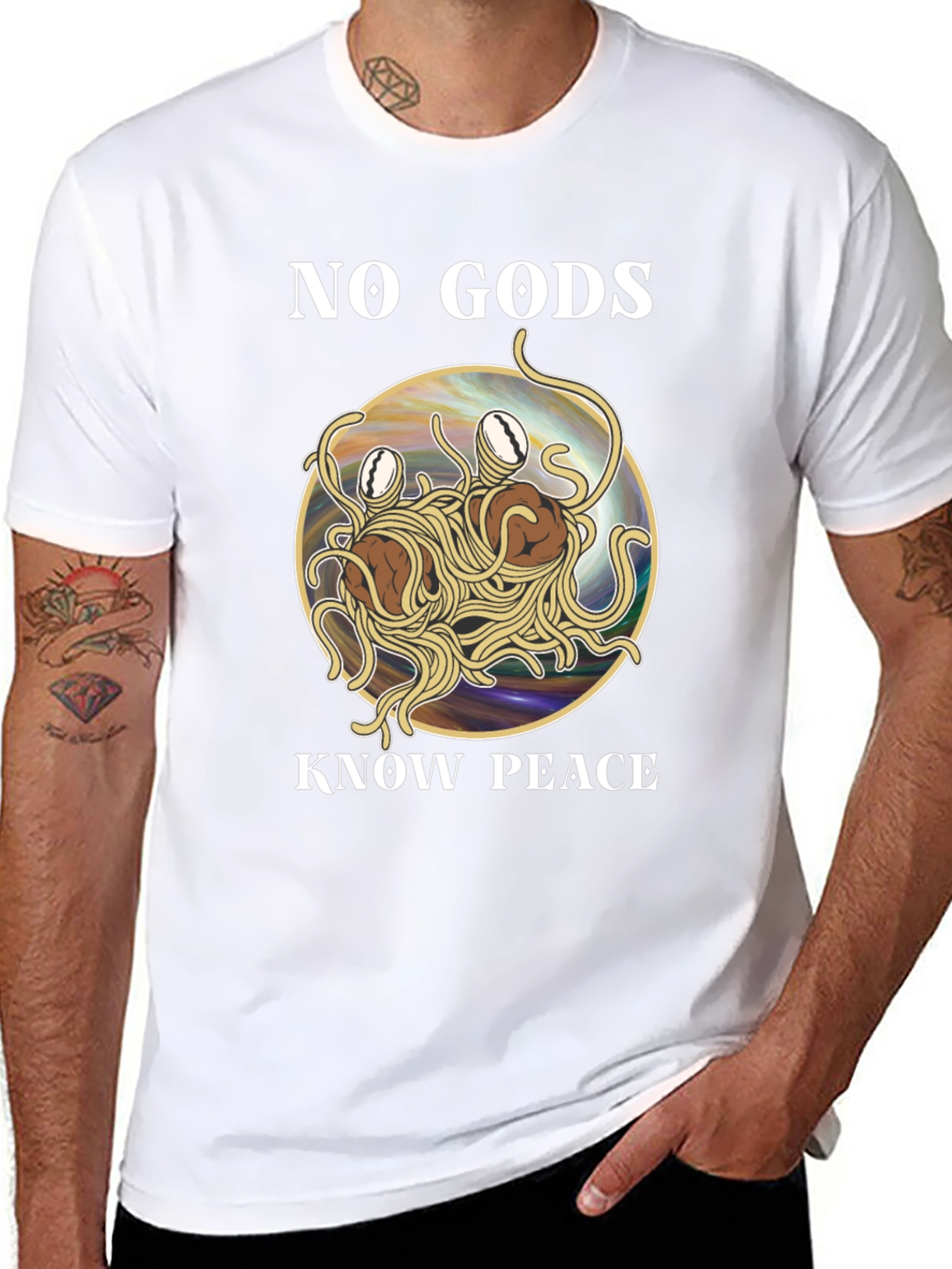 No Gods Know Peace Flying Spaghetti Monster T-Shirt