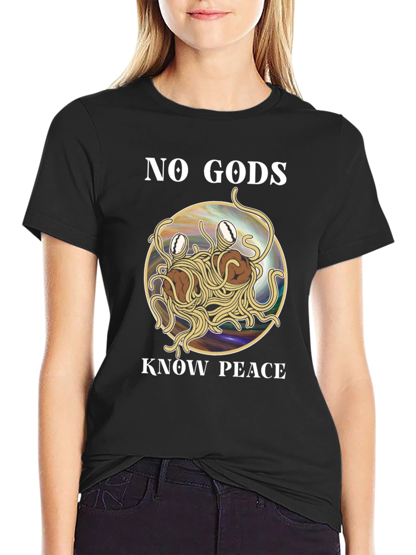 No Gods Know Peace Flying Spaghetti Monster T-Shirt