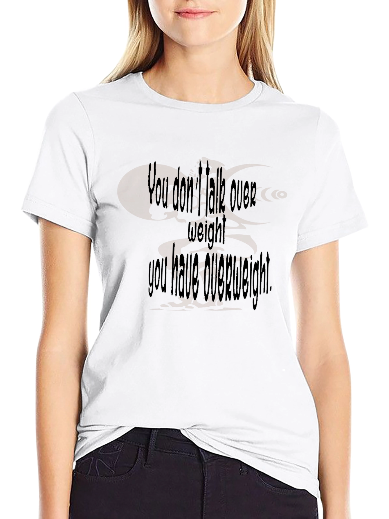 Humorous Overweight Statement Black T-Shirt