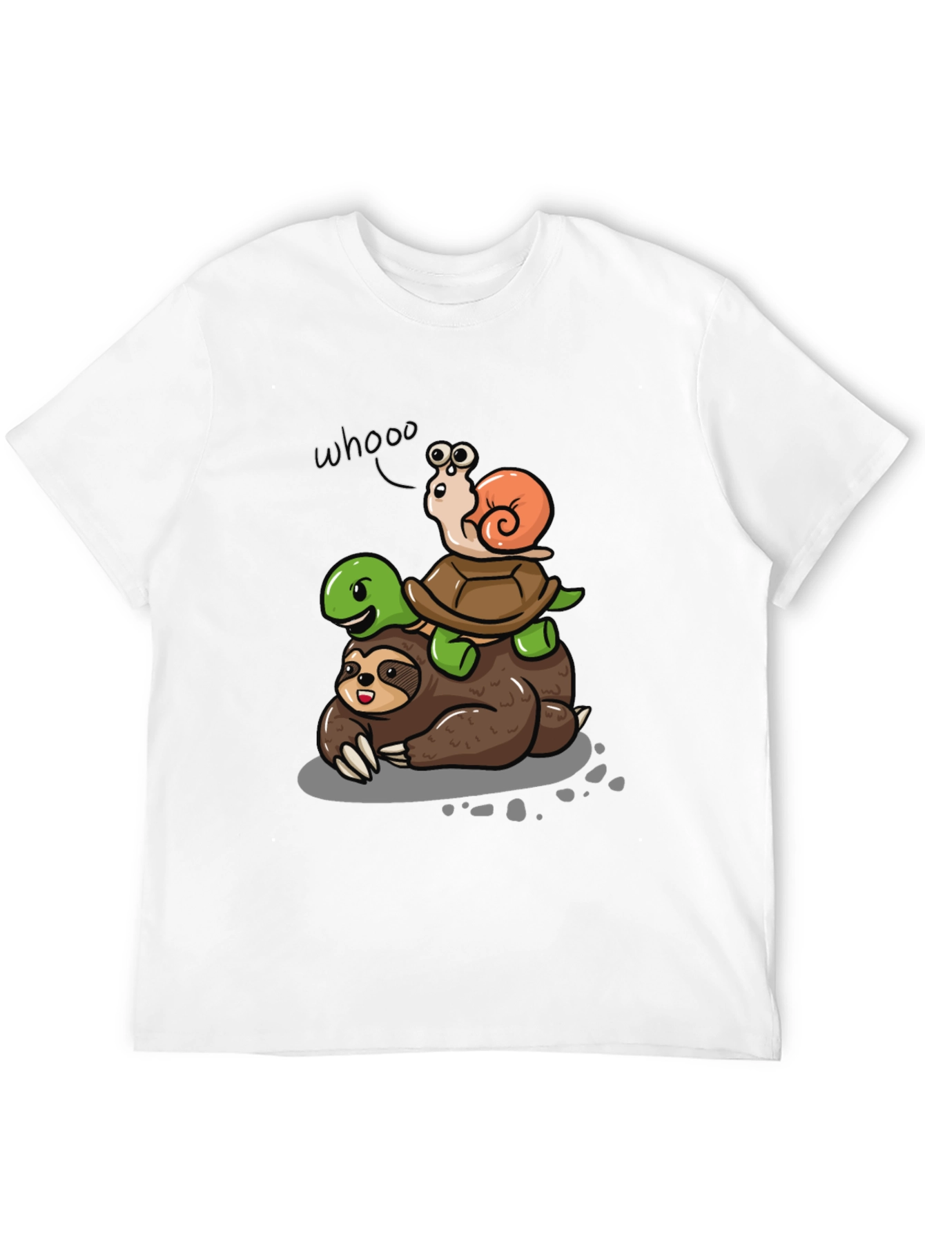 Animal Stack Tee: Sloth Turtle Snail Cartoon T-Shirt