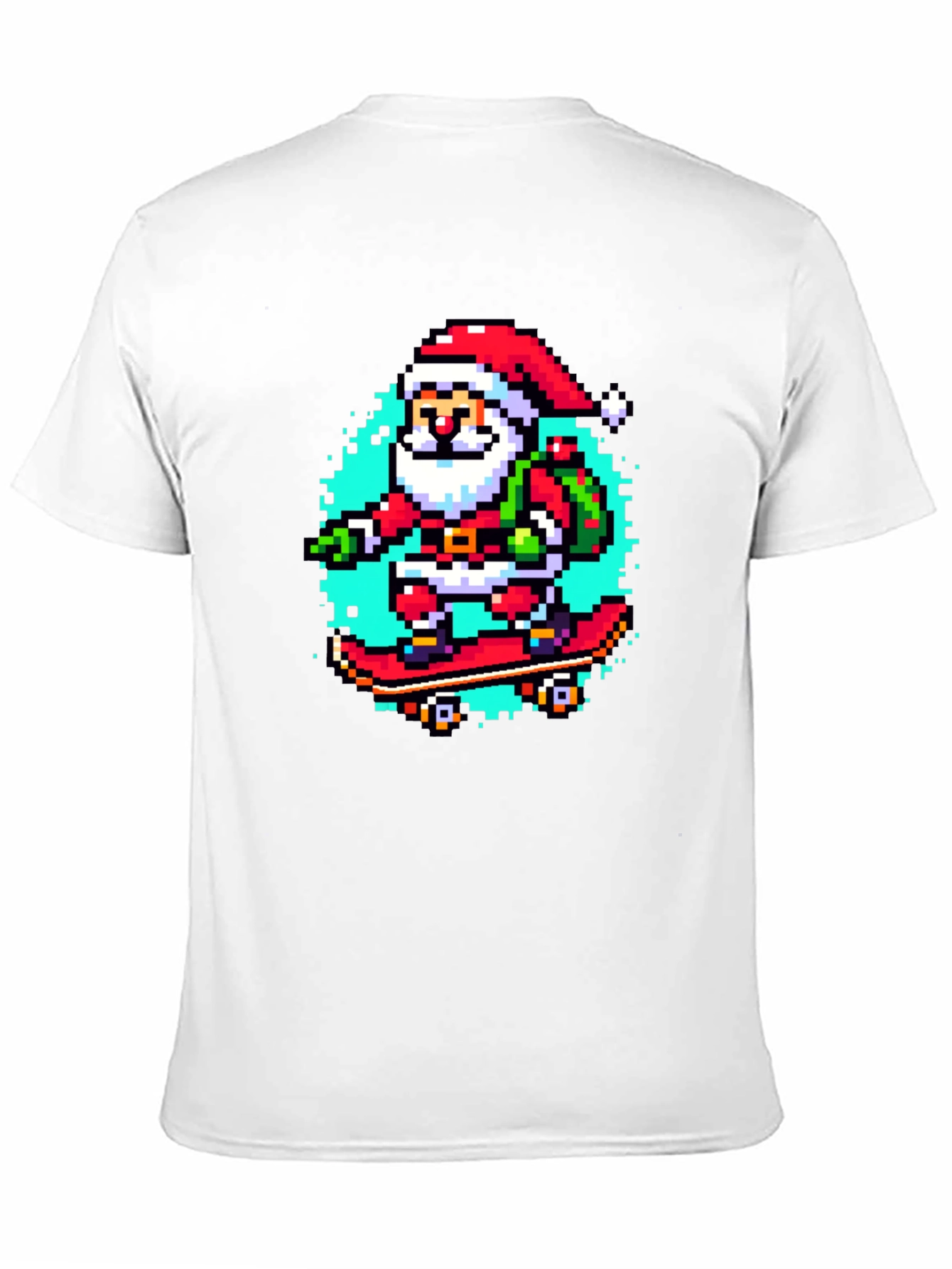Skateboarding Santa Pixel Art Tee