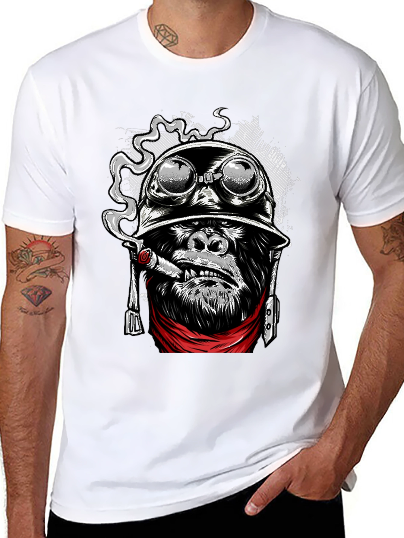 Cool Gorilla Aviator Helmet Cigar T-Shirt