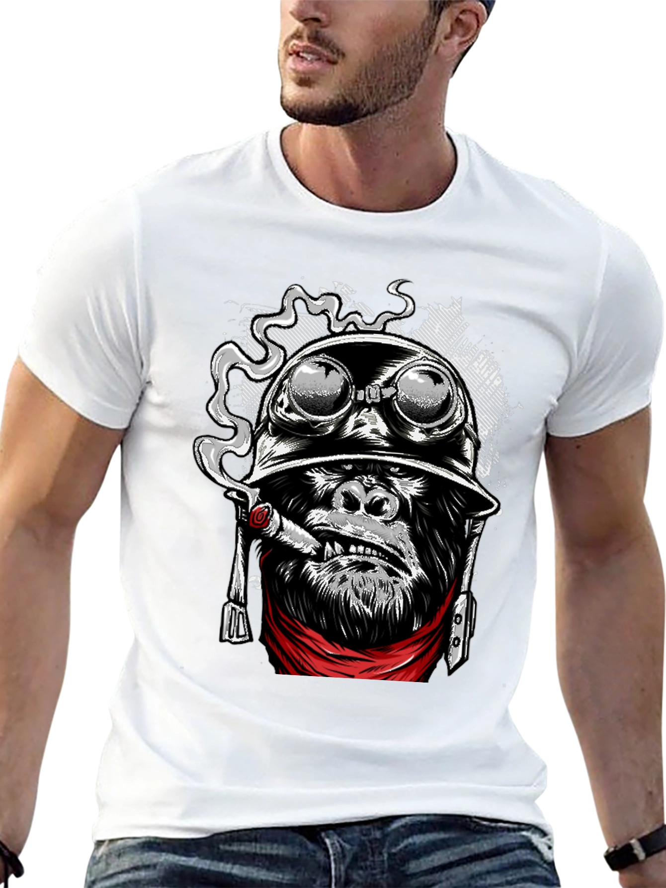 Cool Gorilla Aviator Helmet Cigar T-Shirt