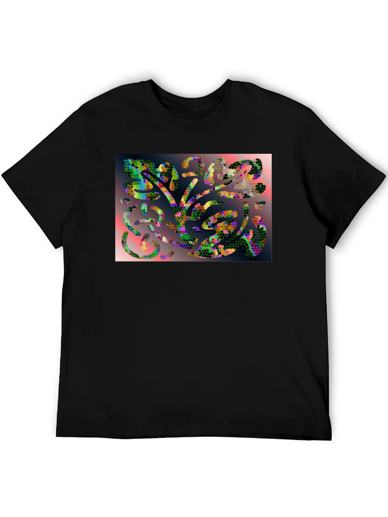 Mosaic Abstract Art Black T-Shirt