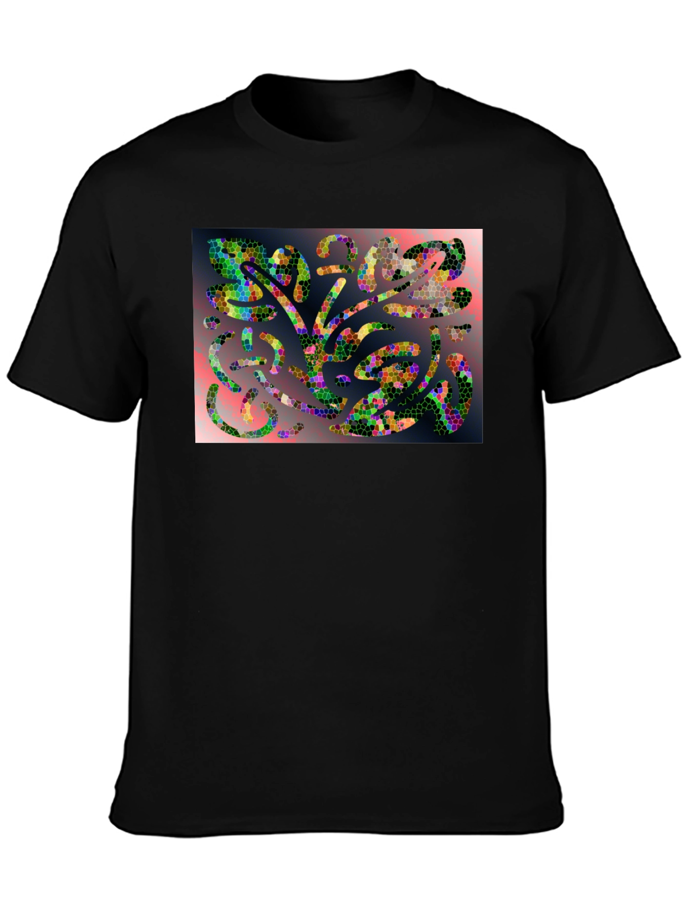 Mosaic Abstract Art Black T-Shirt