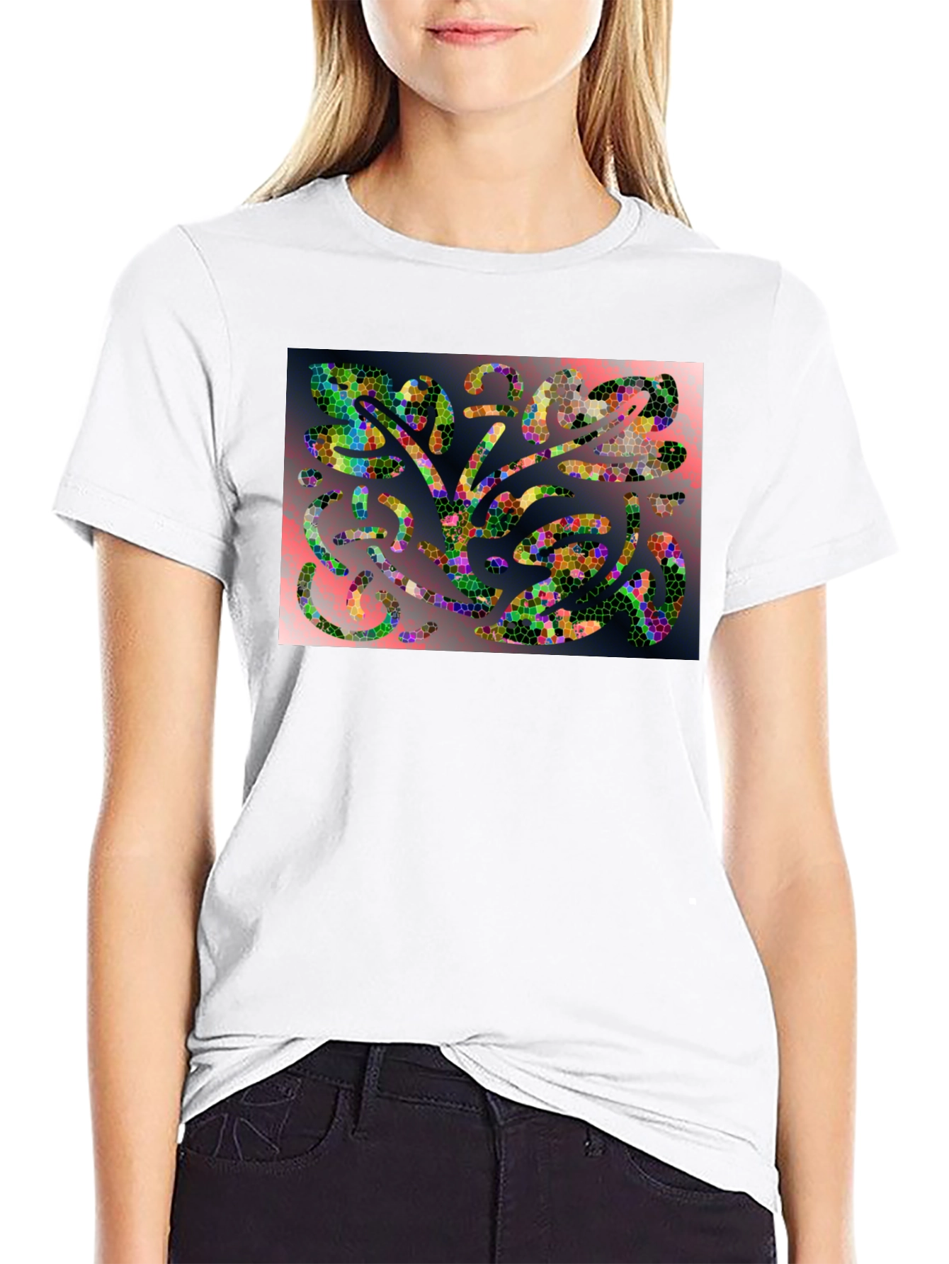 Mosaic Abstract Art Black T-Shirt