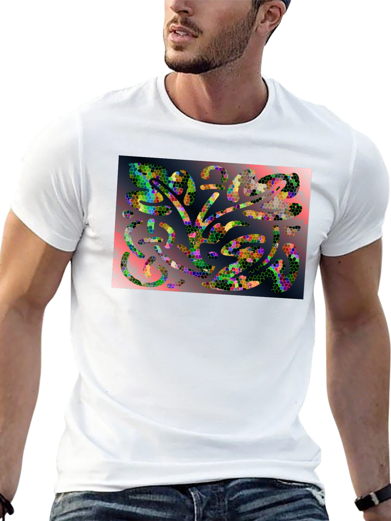 Mosaic Abstract Art Black T-Shirt
