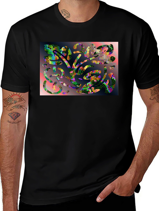 Mosaic Abstract Art Black T-Shirt