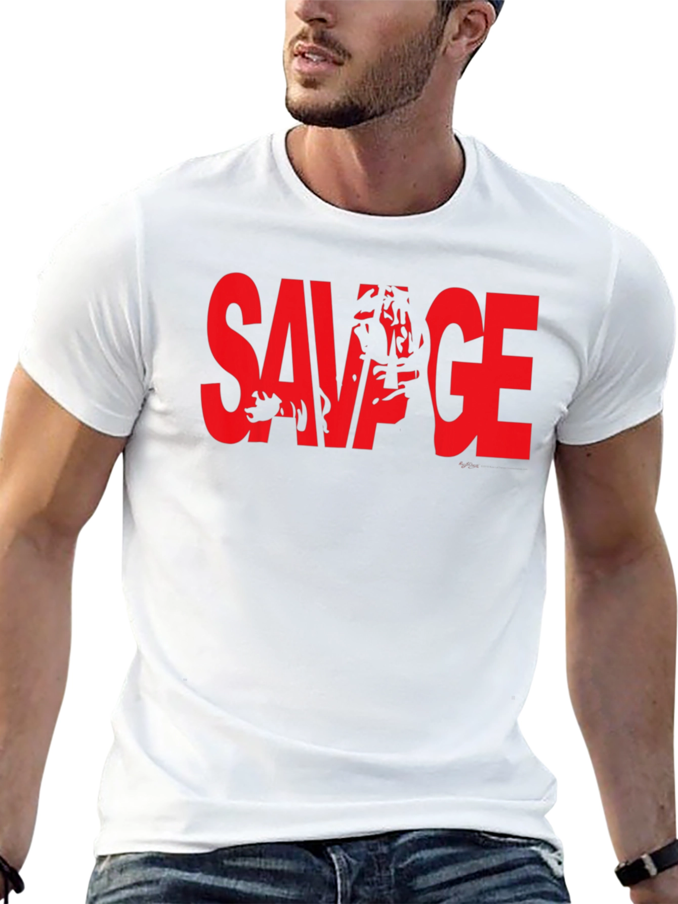 Savage Graphic Tee - Bold Red Print