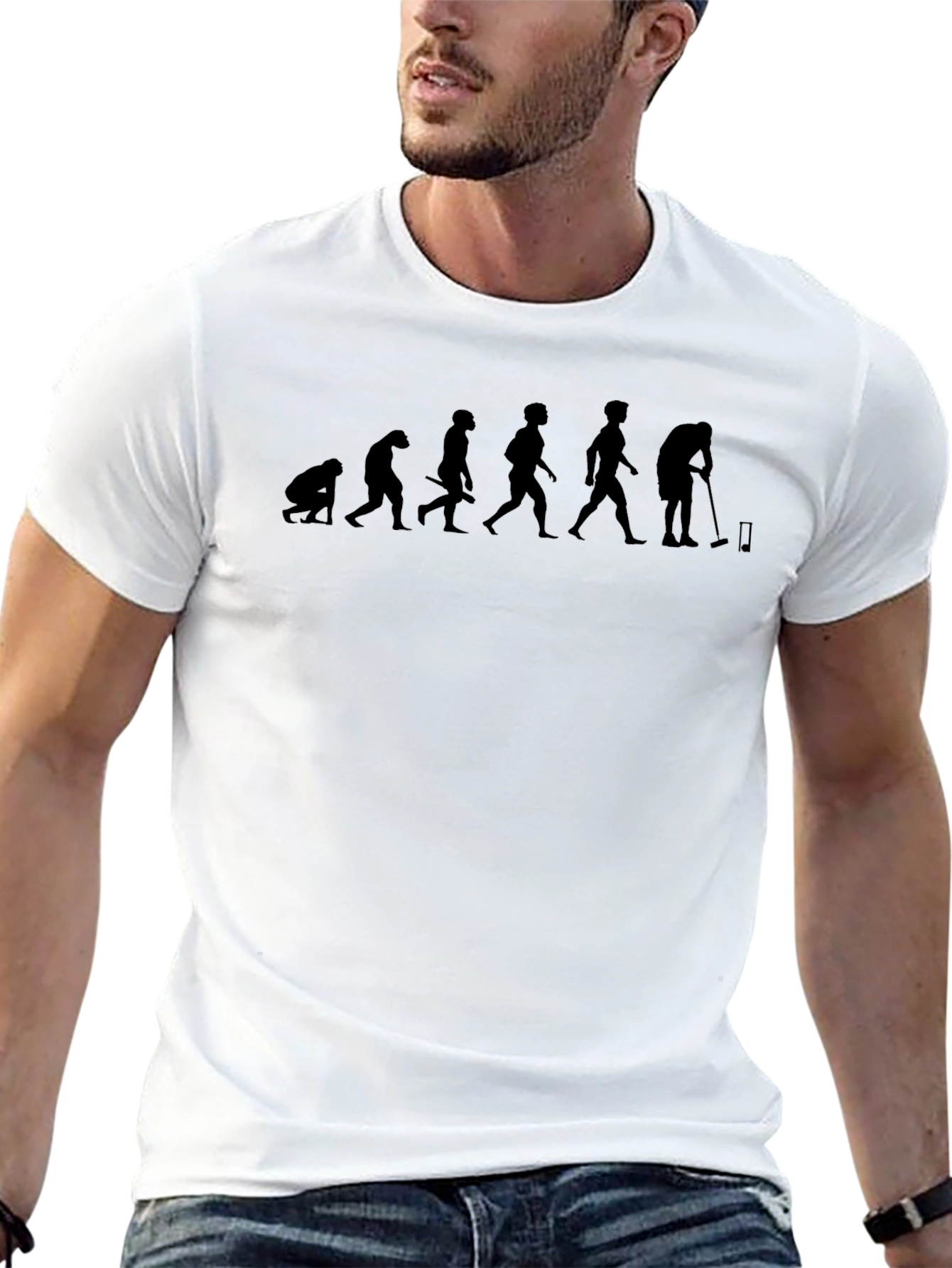 Evolution to Golf Black T-Shirt Funny Graphic Tee