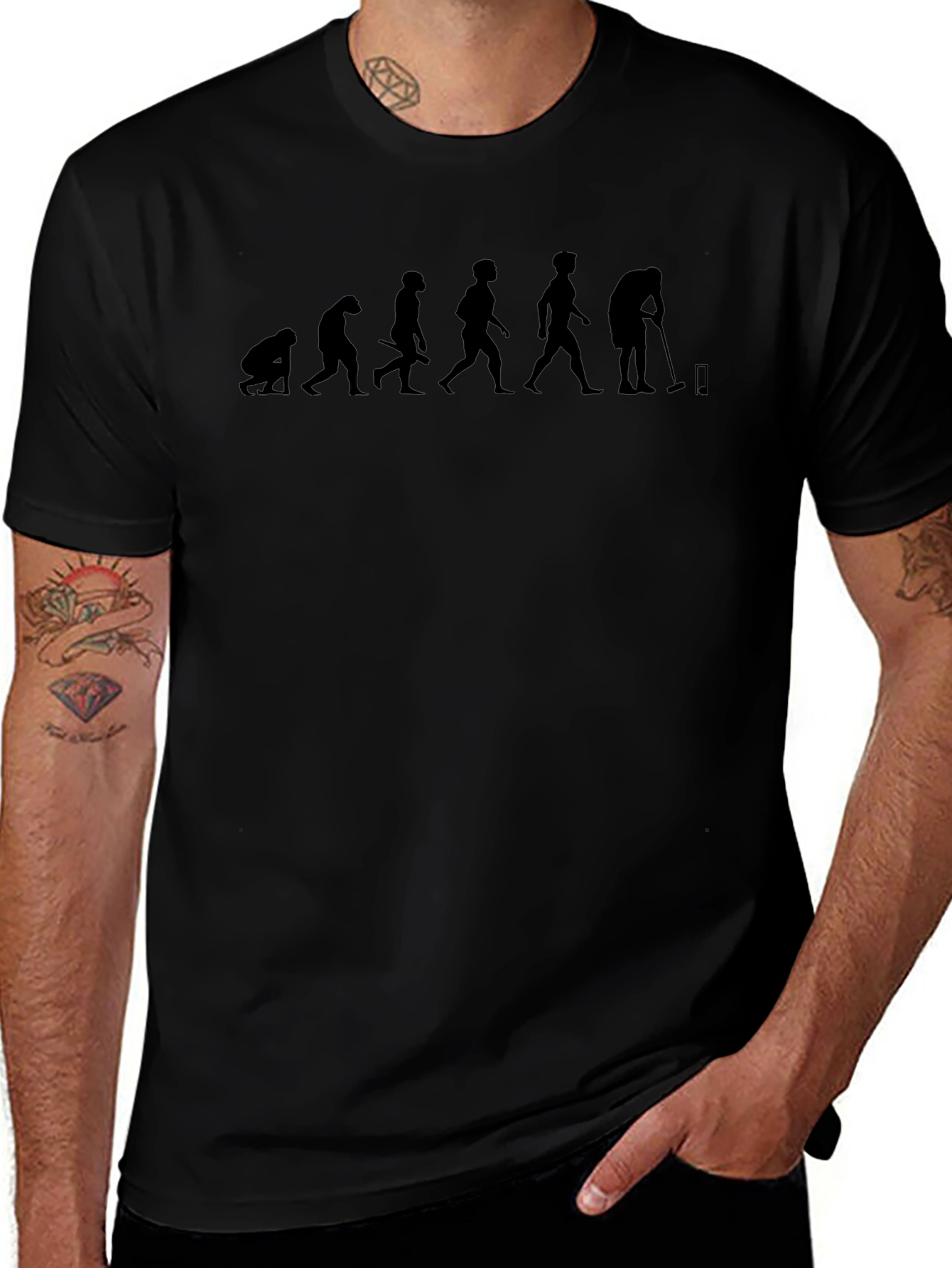 Evolution to Golf Black T-Shirt Funny Graphic Tee