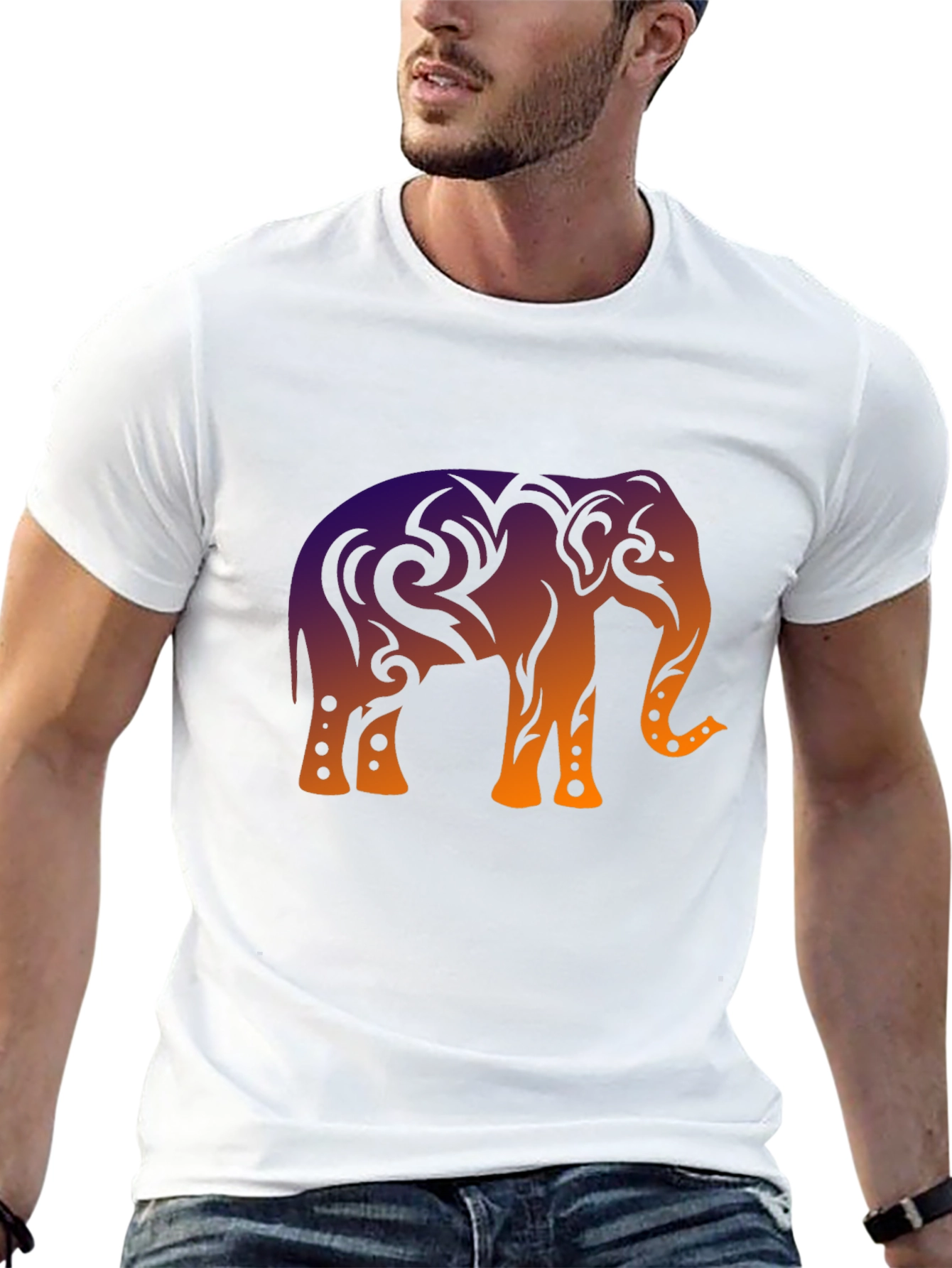 Elephant Tribal Graphic Black T-Shirt