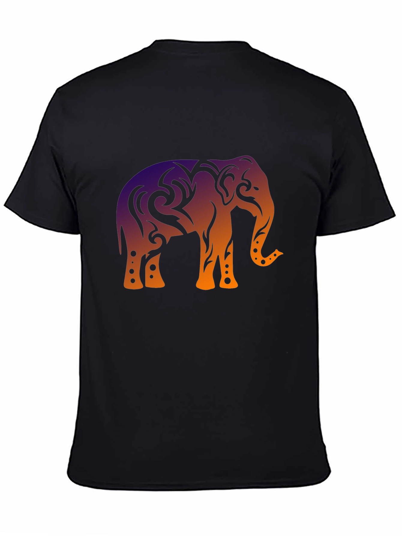 Elephant Tribal Graphic Black T-Shirt