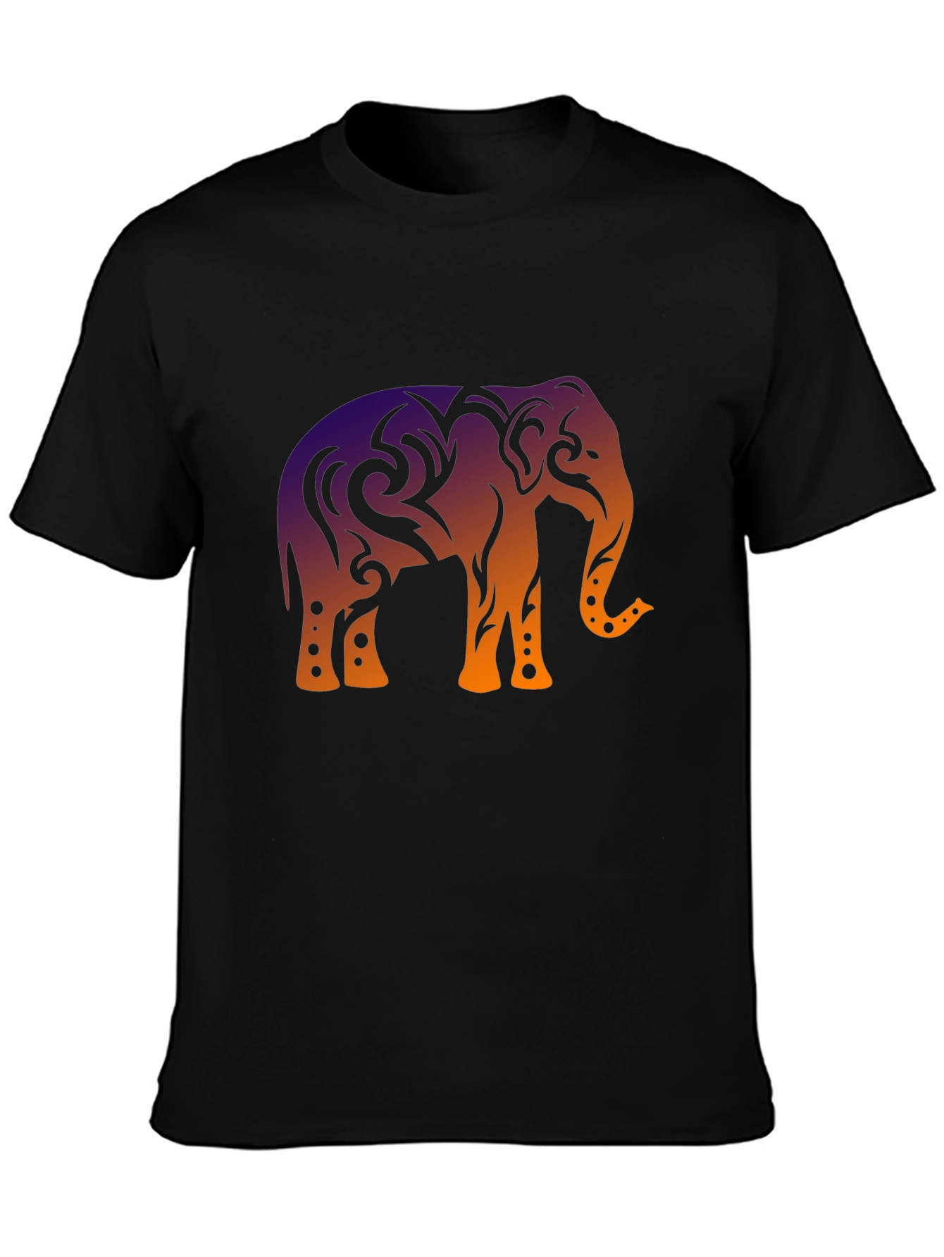 Elephant Tribal Graphic Black T-Shirt