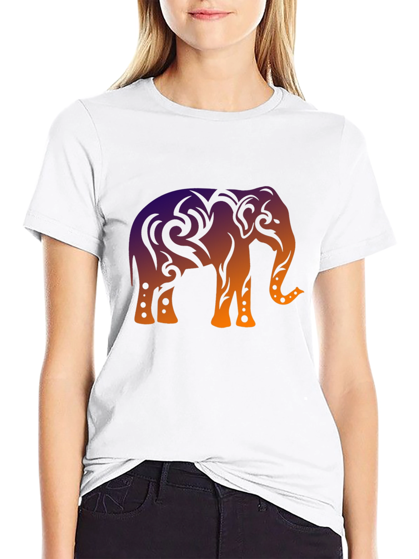 Elephant Tribal Graphic Black T-Shirt