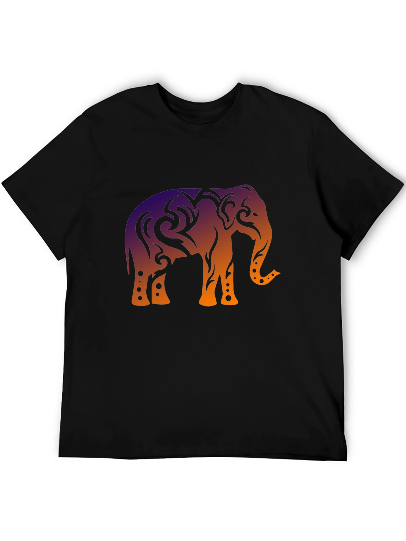 Elephant Tribal Graphic Black T-Shirt