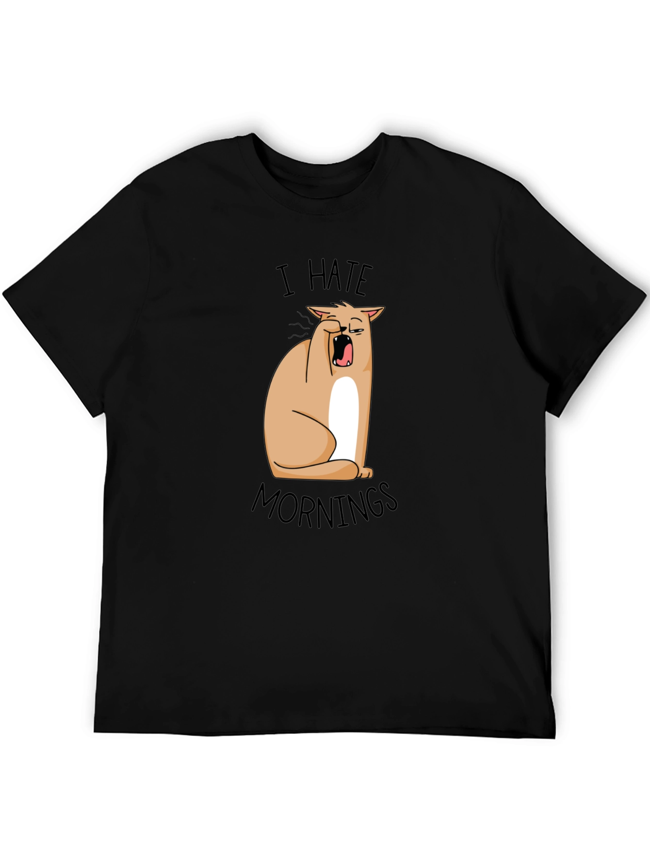 I Hate Mornings Funny Cat T-Shirt
