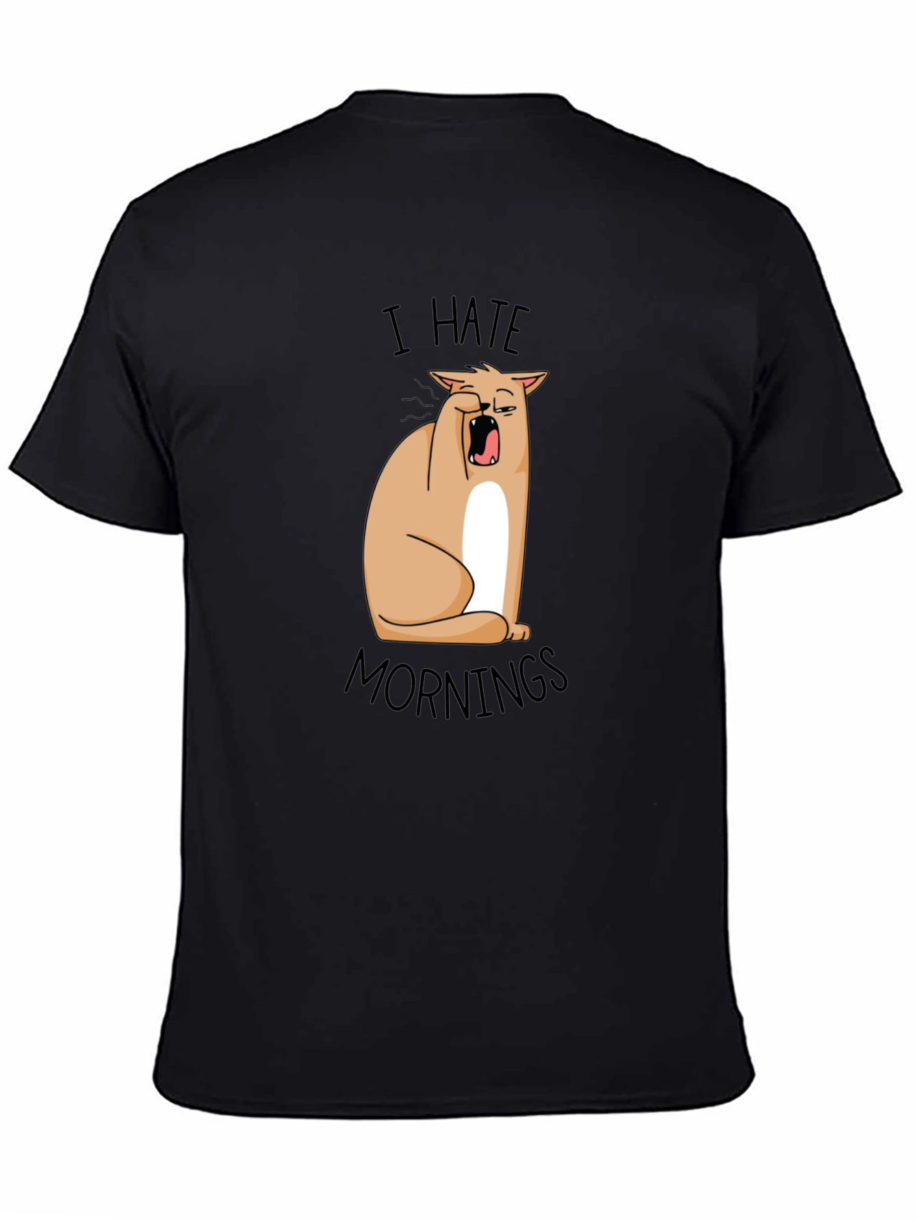 I Hate Mornings Funny Cat T-Shirt