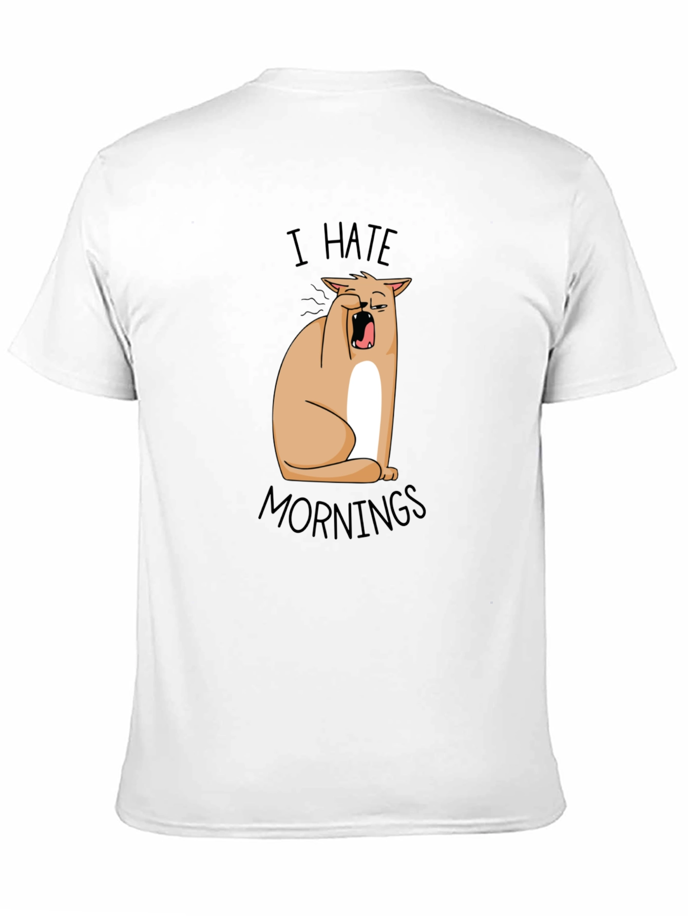 I Hate Mornings Funny Cat T-Shirt