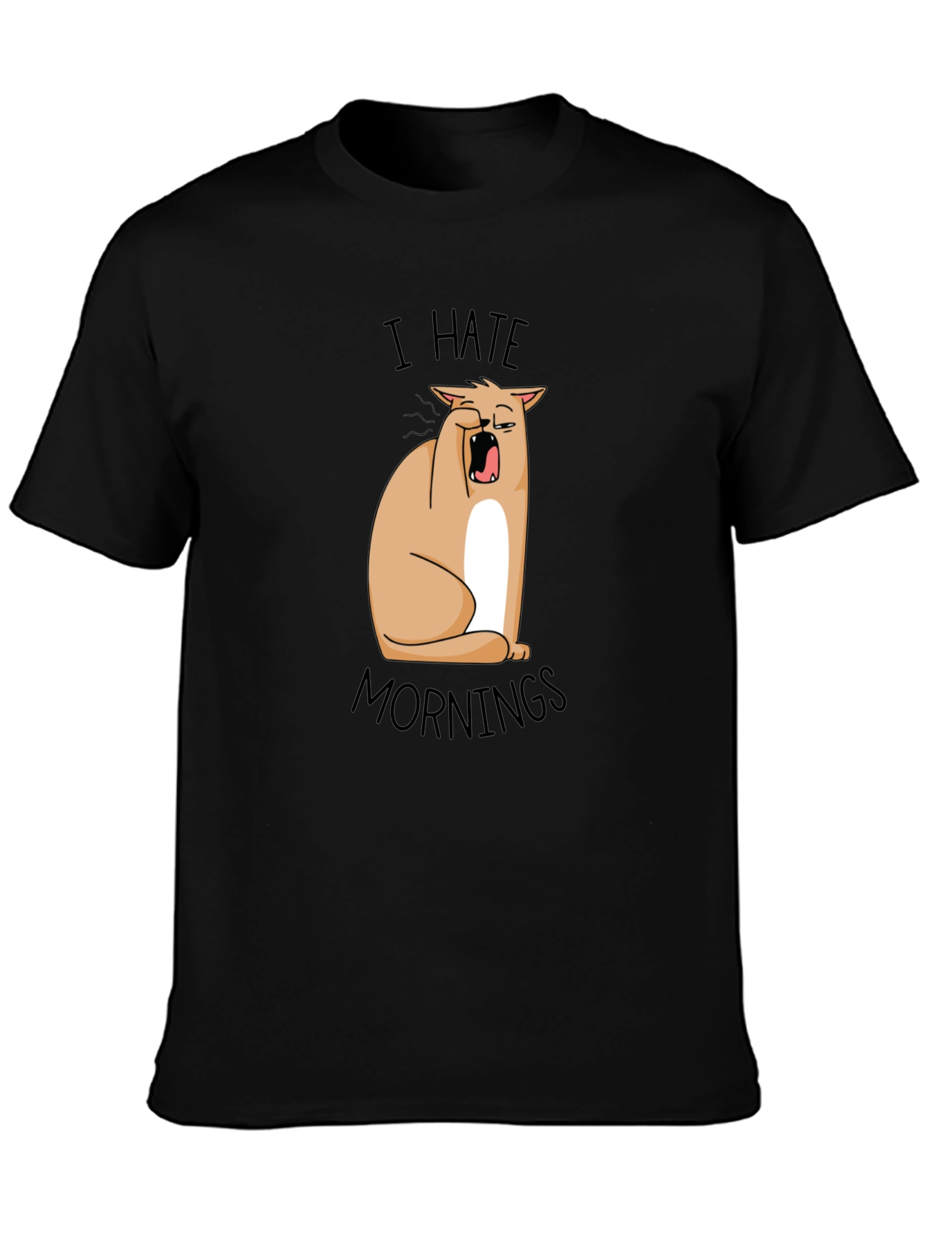 I Hate Mornings Funny Cat T-Shirt