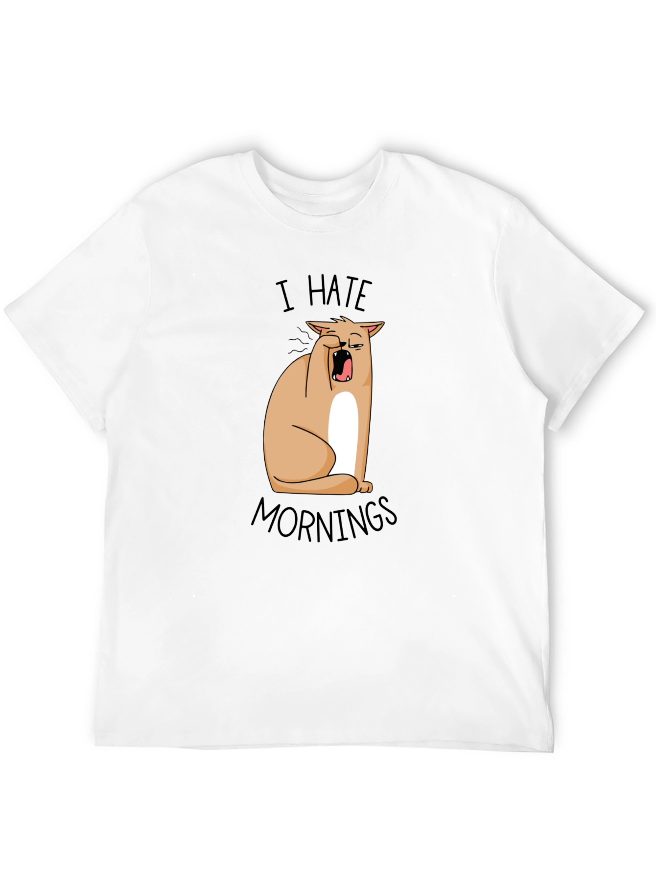 I Hate Mornings Funny Cat T-Shirt