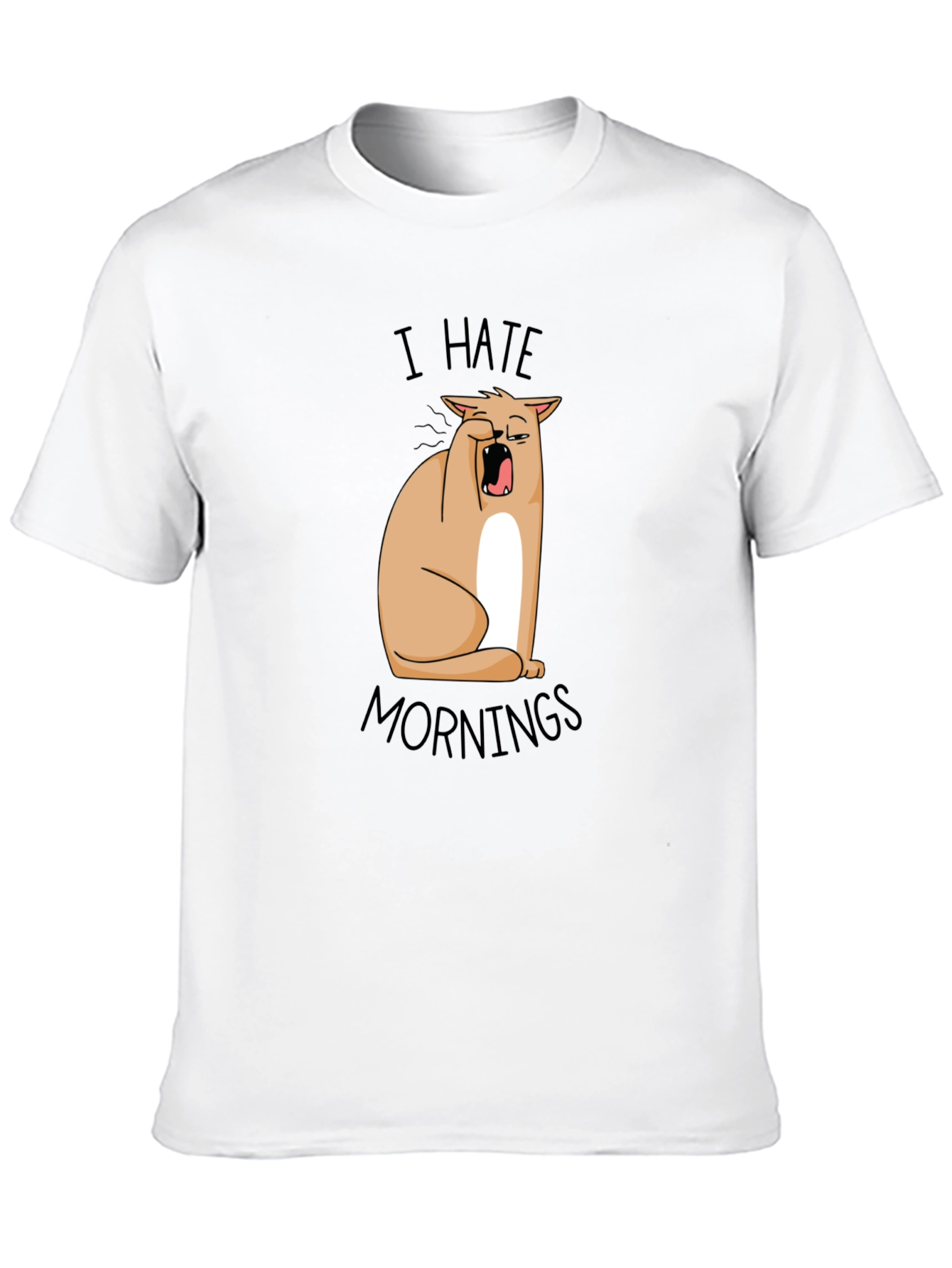 I Hate Mornings Funny Cat T-Shirt