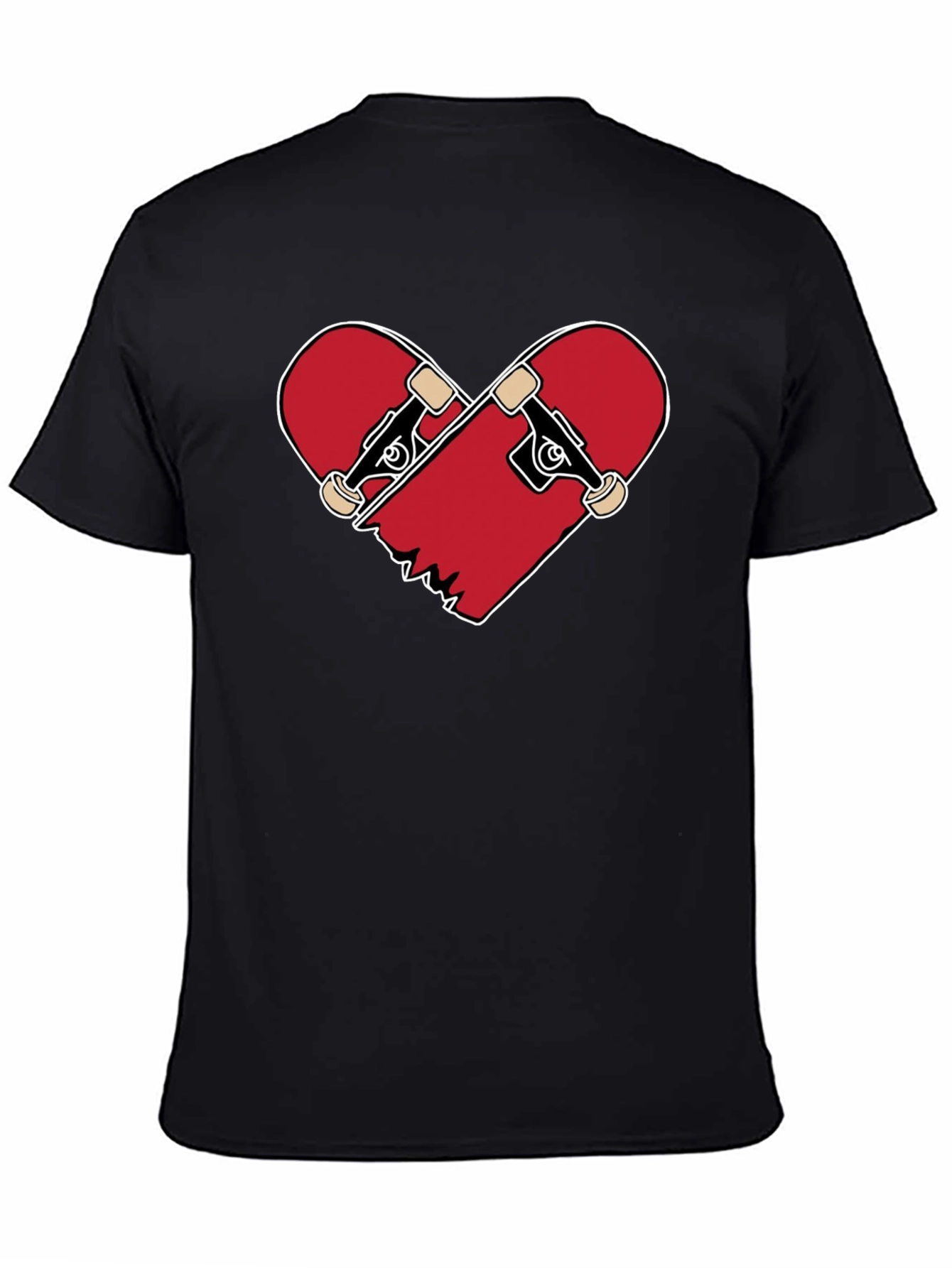 Heart Broken Skateboard T-Shirt - Black Crew Neck Tee