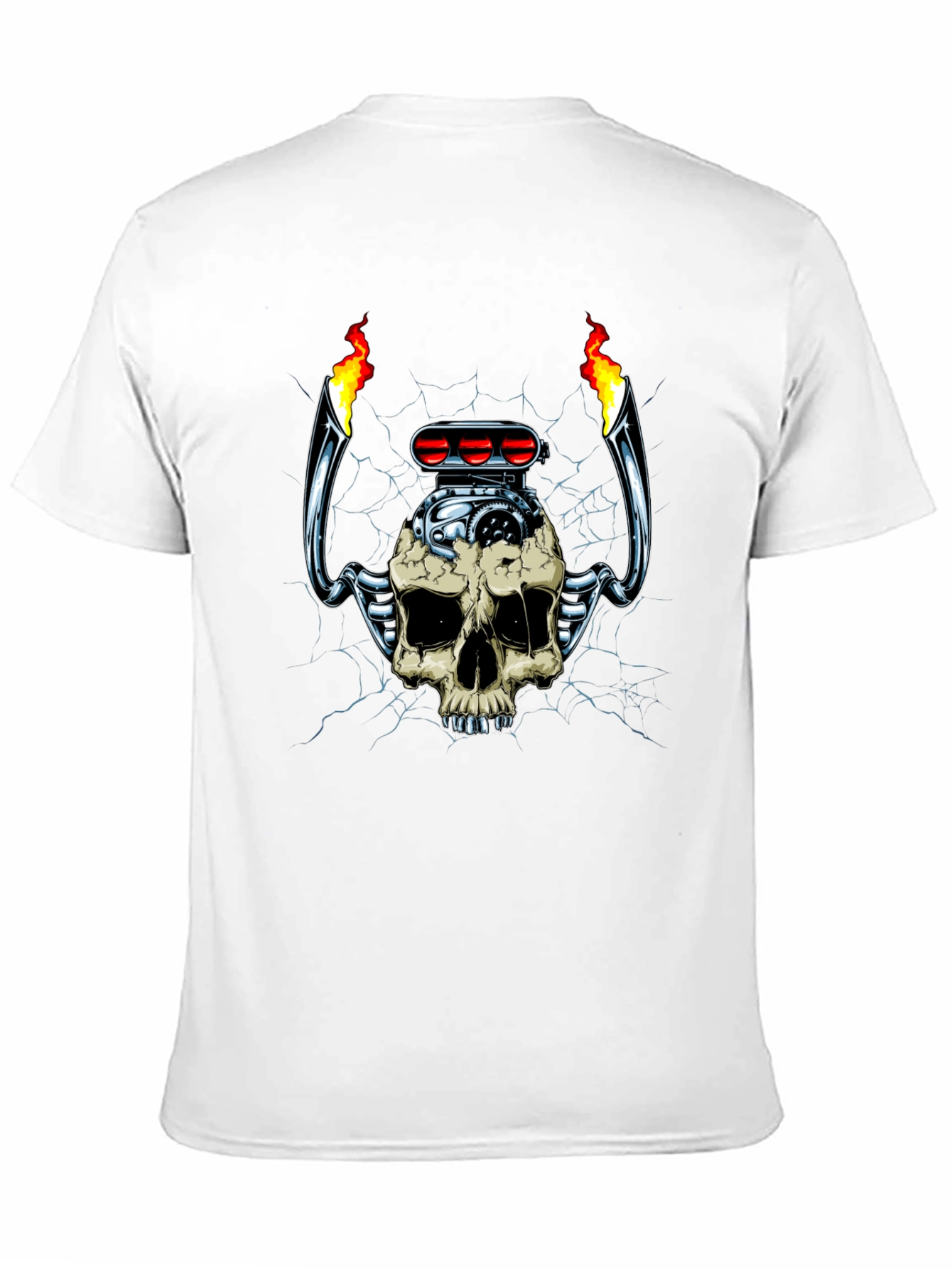 Skull Engine T-Shirt: Flaming Hot Rod Style