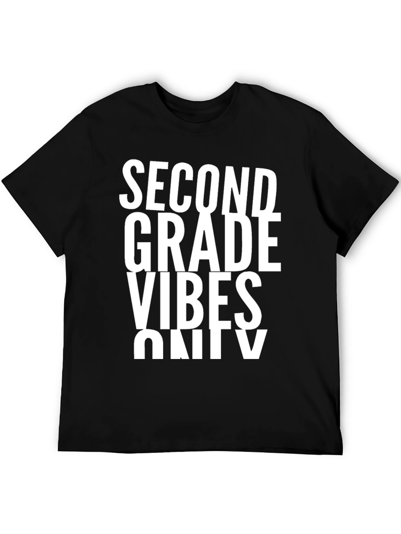 Second Grade Vibes Only Black Graphic Tee
