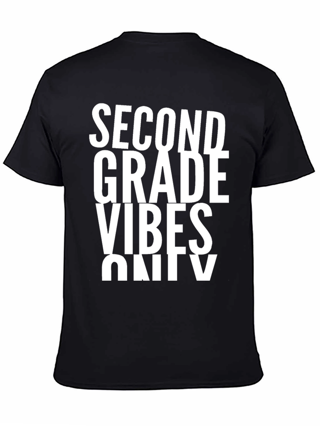Second Grade Vibes Only Black Graphic Tee