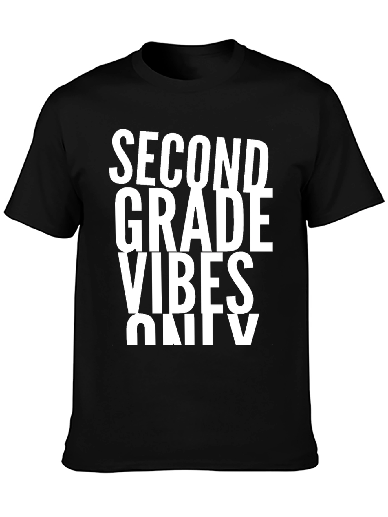 Second Grade Vibes Only Black Graphic Tee