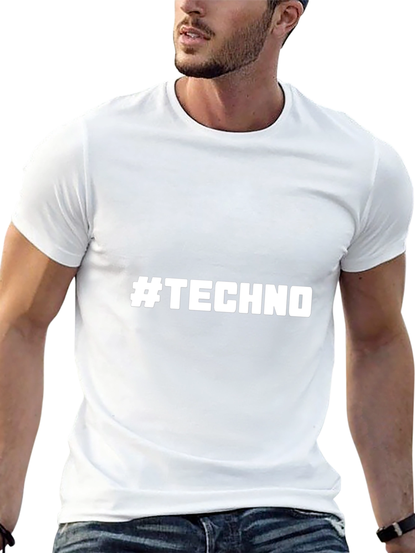 #TECHNO Graphic T-Shirt - Stylish Black Tee
