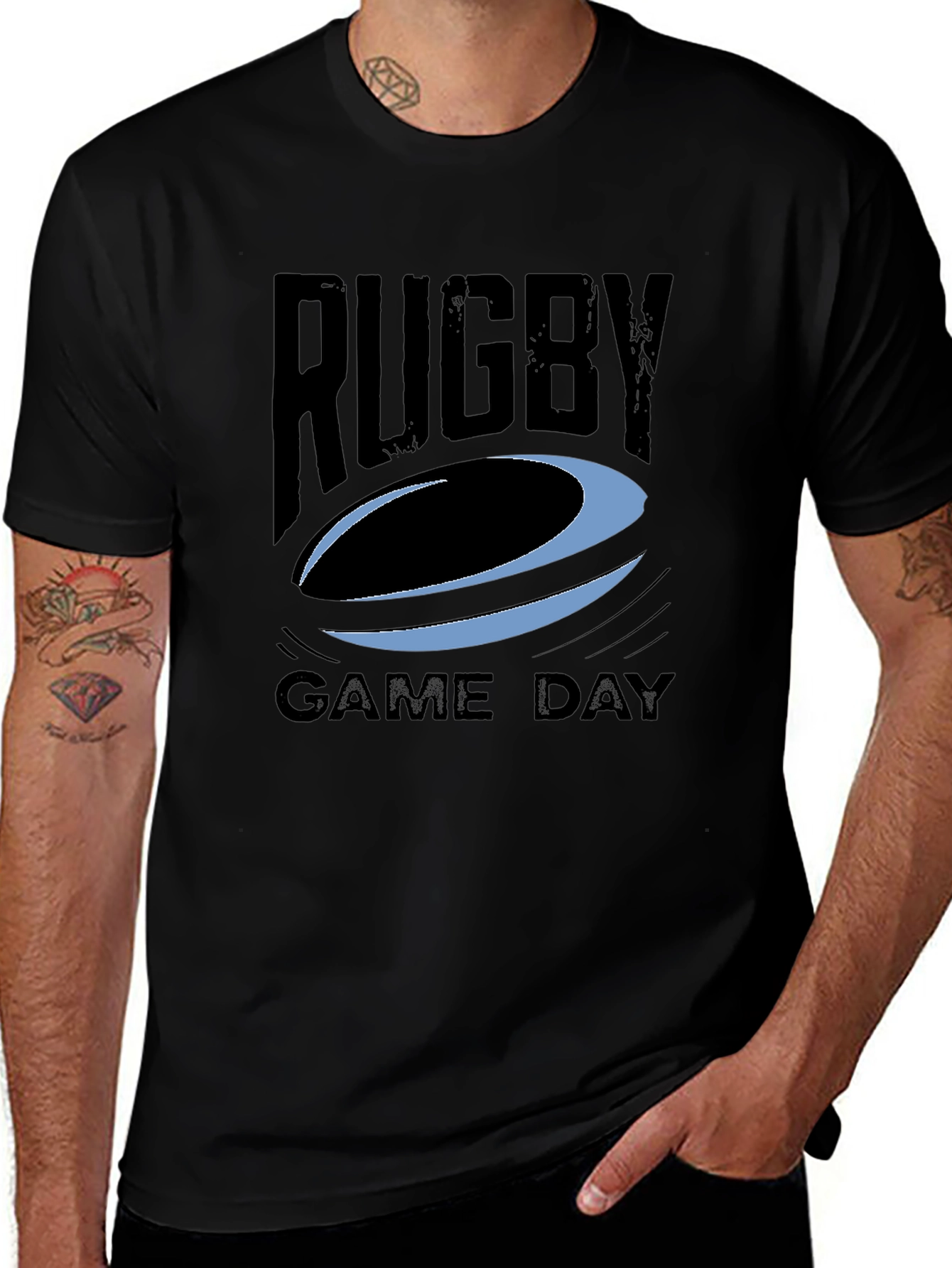 Rugby Game Day Graphic Tee - Black