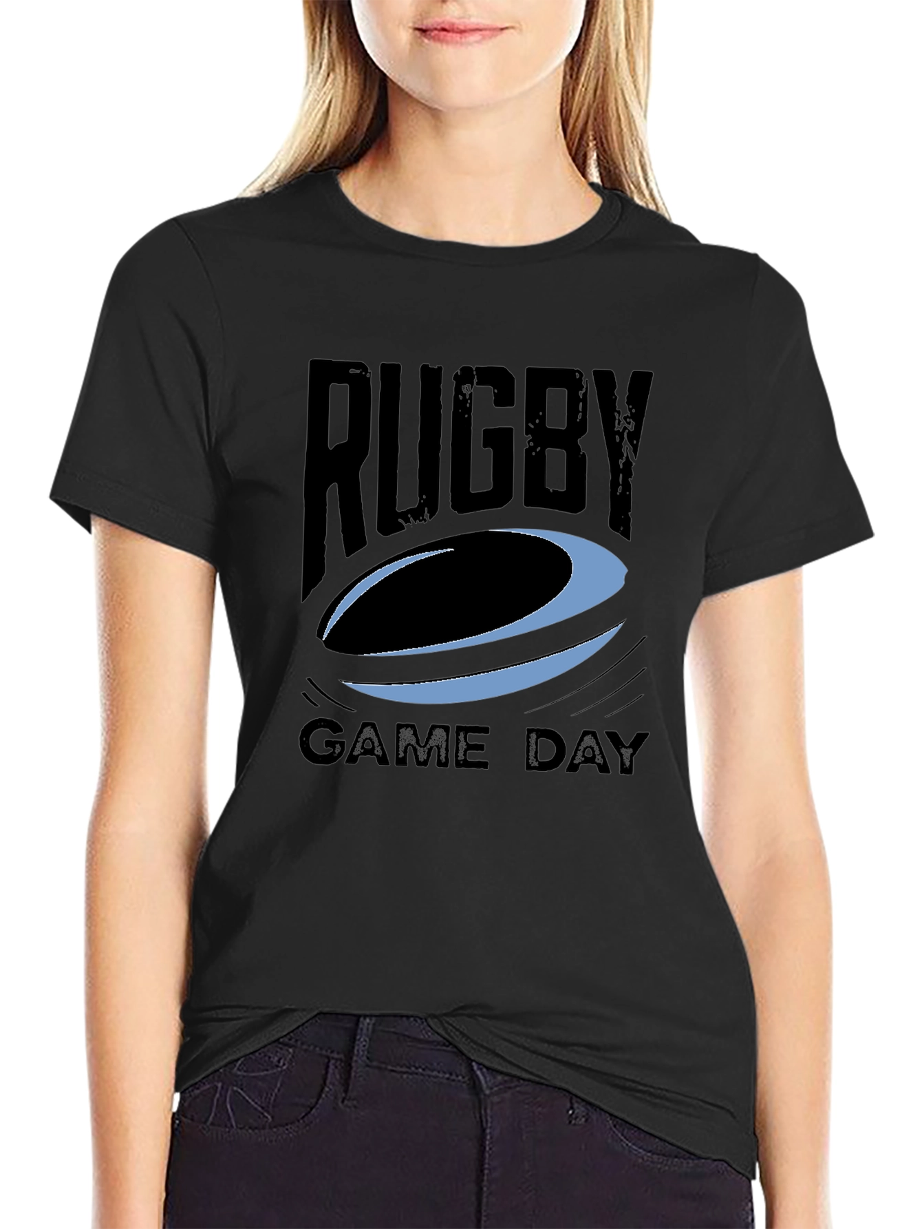 Rugby Game Day Graphic Tee - Black
